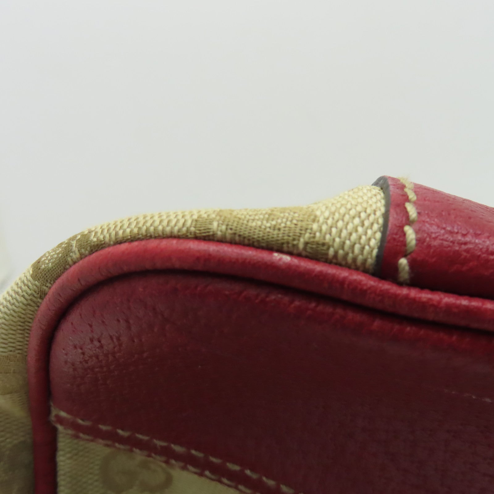 GUCCI 帆布Tote Bag金扣手挽袋紅色/啡色