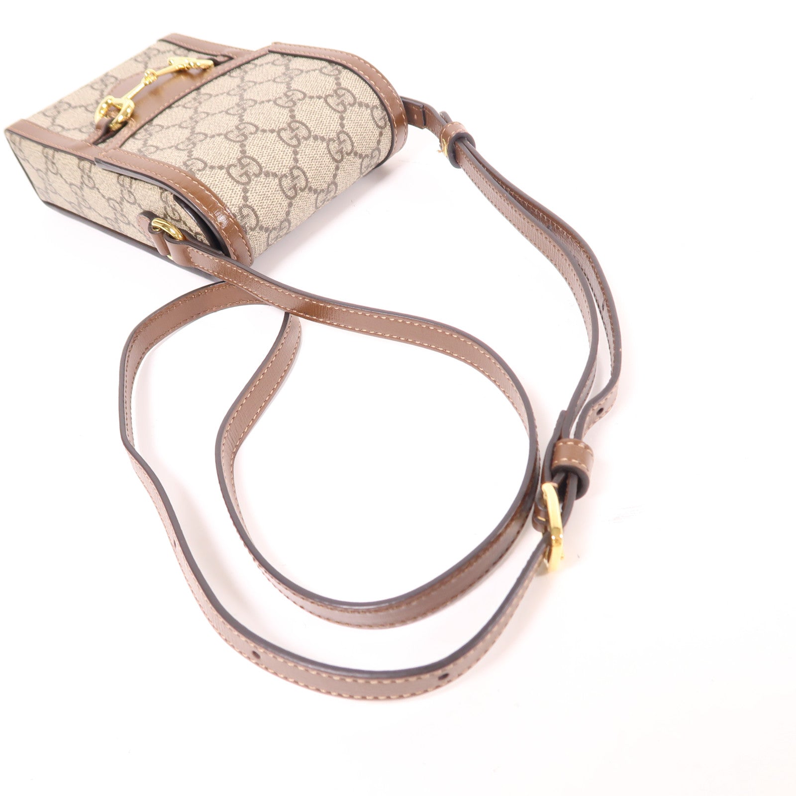 GUCCI 塗層帆布Horsebit 1955 Mini金扣肩背袋