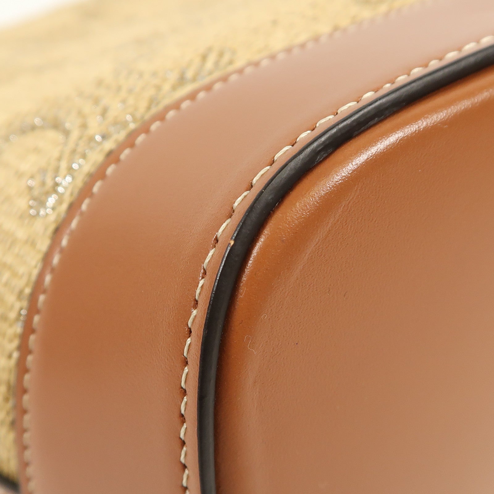 CELINE Raffia Bucket Cuir Triomphe金扣肩背袋