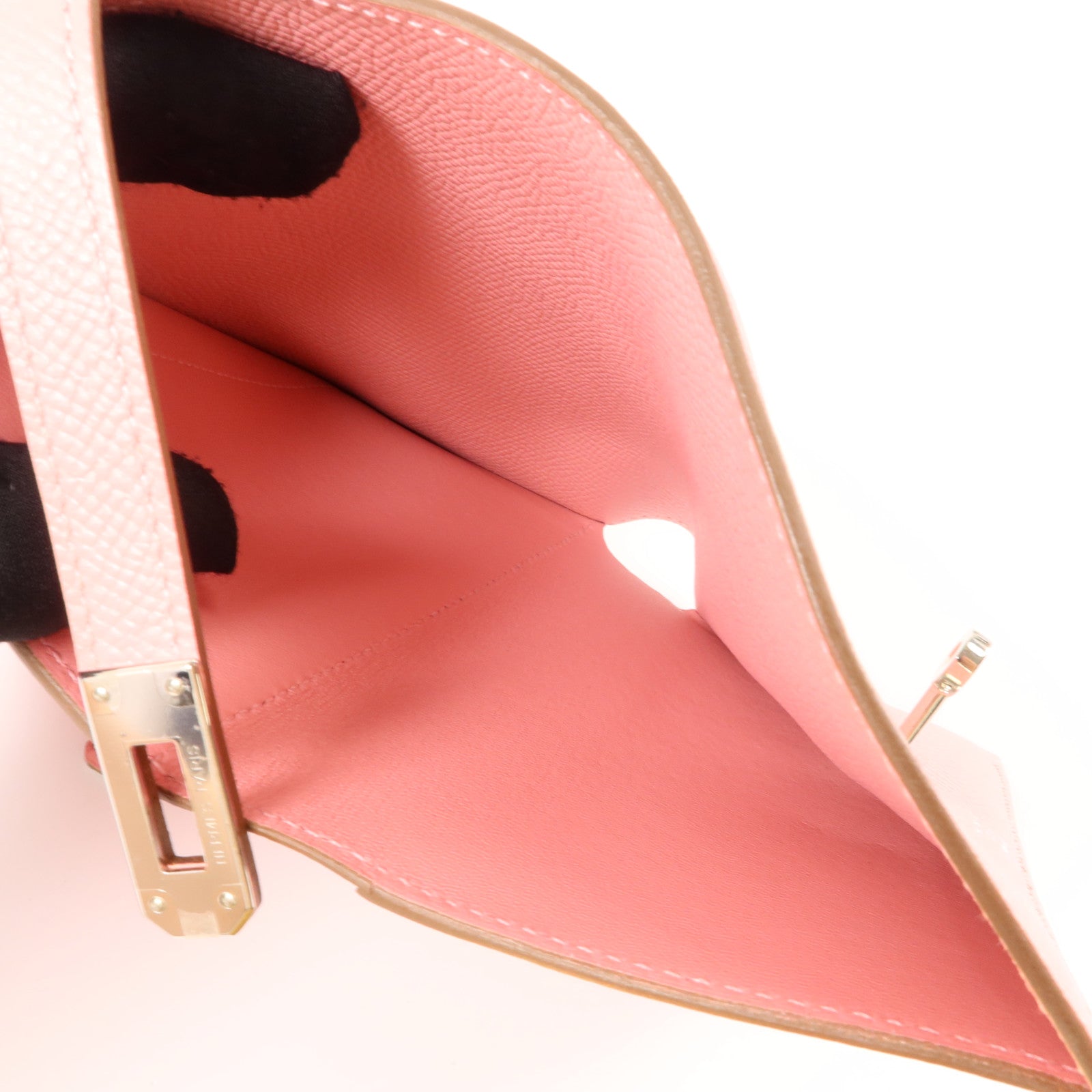 HERMES Epsom皮革Kelly Wallet M錢包Rose Confetti