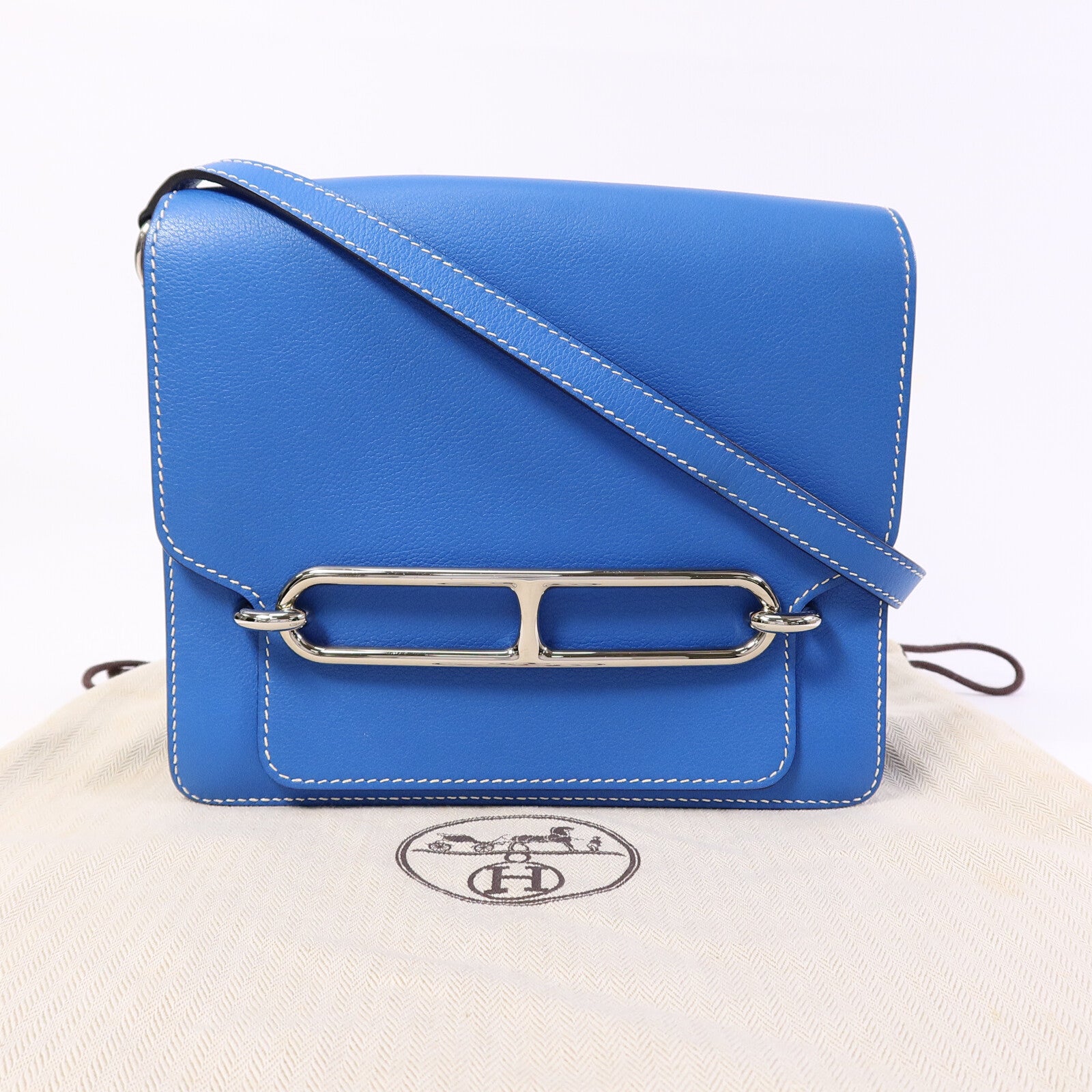 HERMES Evercolor皮革Roulis 23肩背袋Bleu Hydra