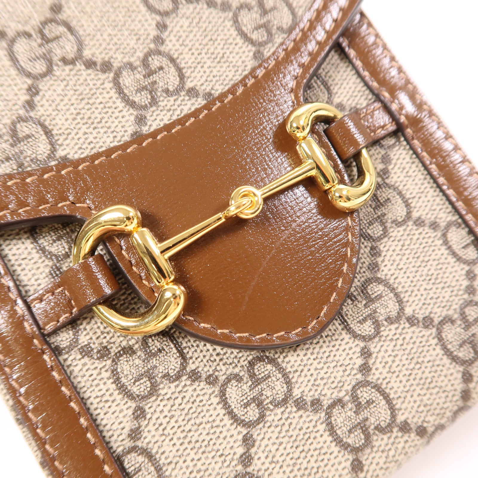 GUCCI 塗層帆布Horsebit 1955 Mini金扣肩背袋