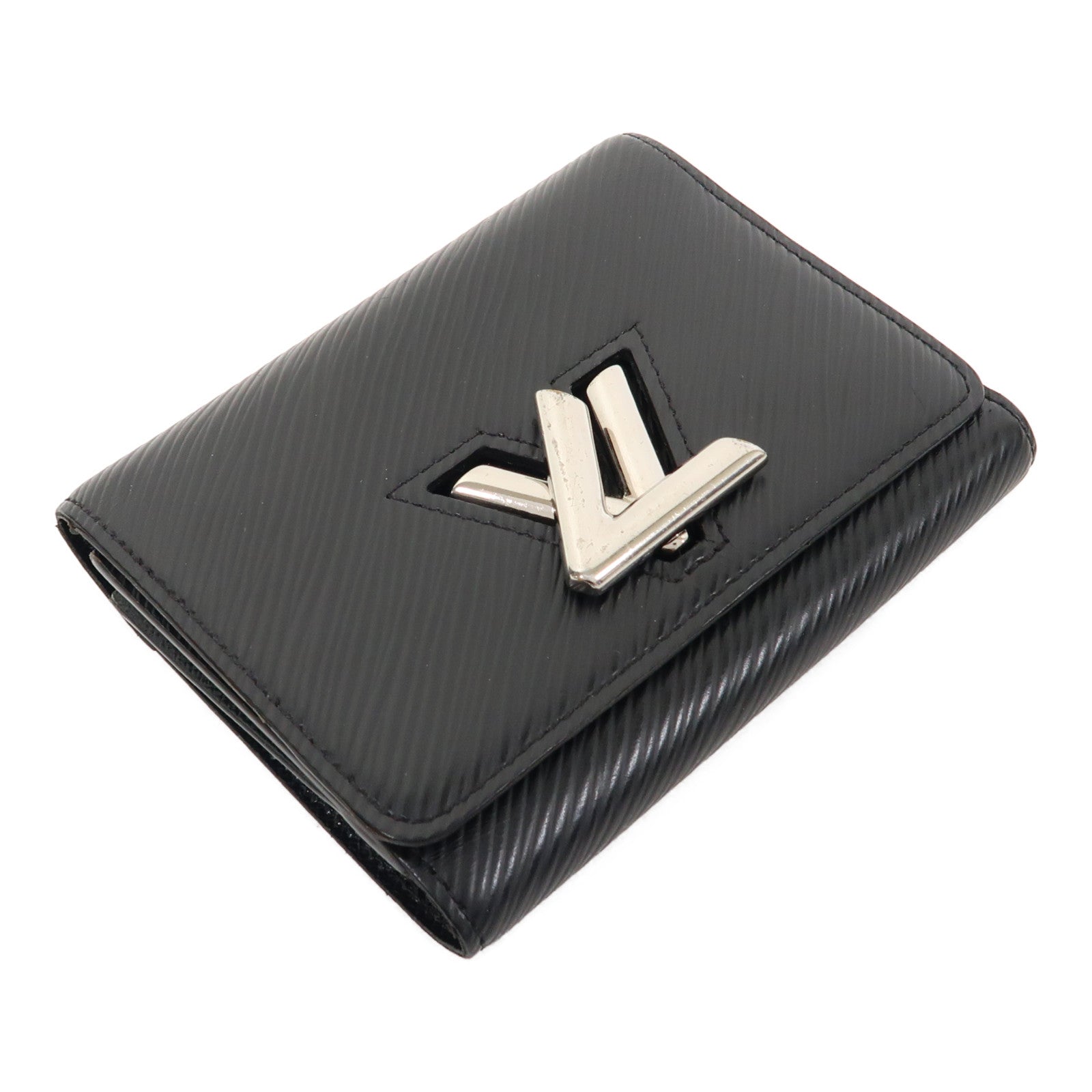 LOUIS VUITTON Epi Twist Compact Trifold Wallet銀扣錢包黑色