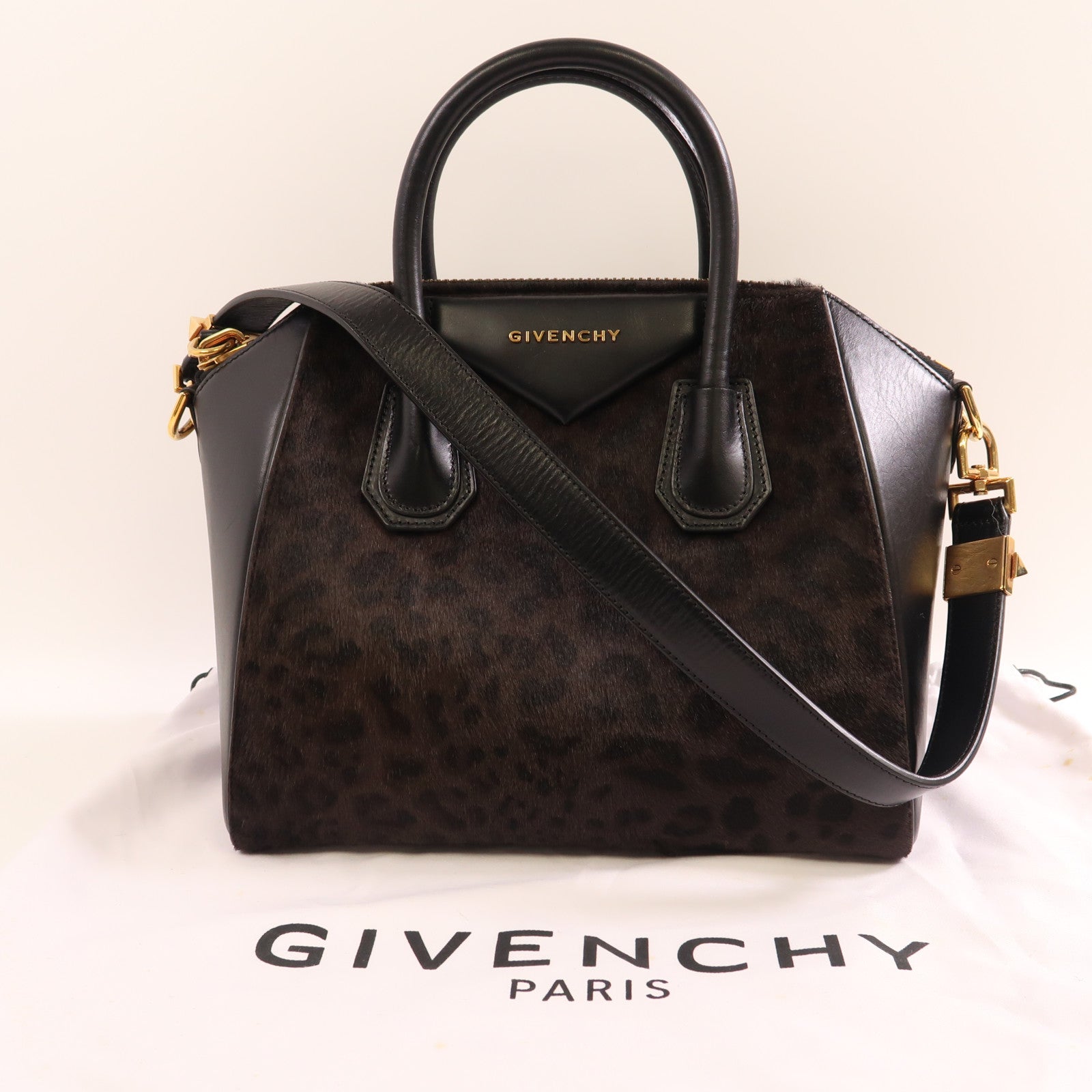 GIVENCHY 馬毛/皮革2 Way Shoulder金扣手挽肩背兩用袋