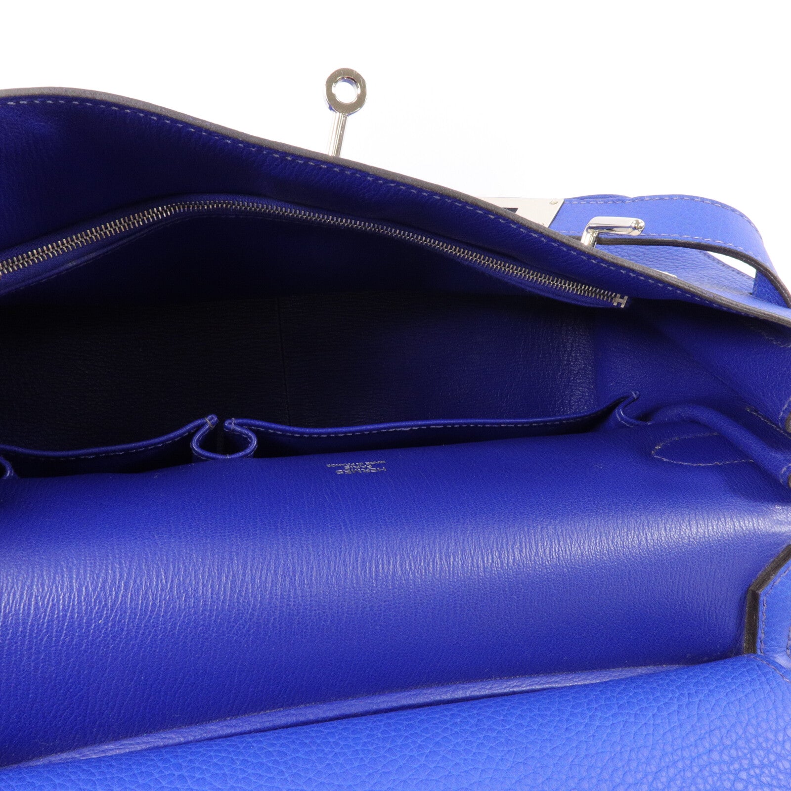 HERMES Clemence皮革Jypsiere 34肩背袋Bleu Electrique