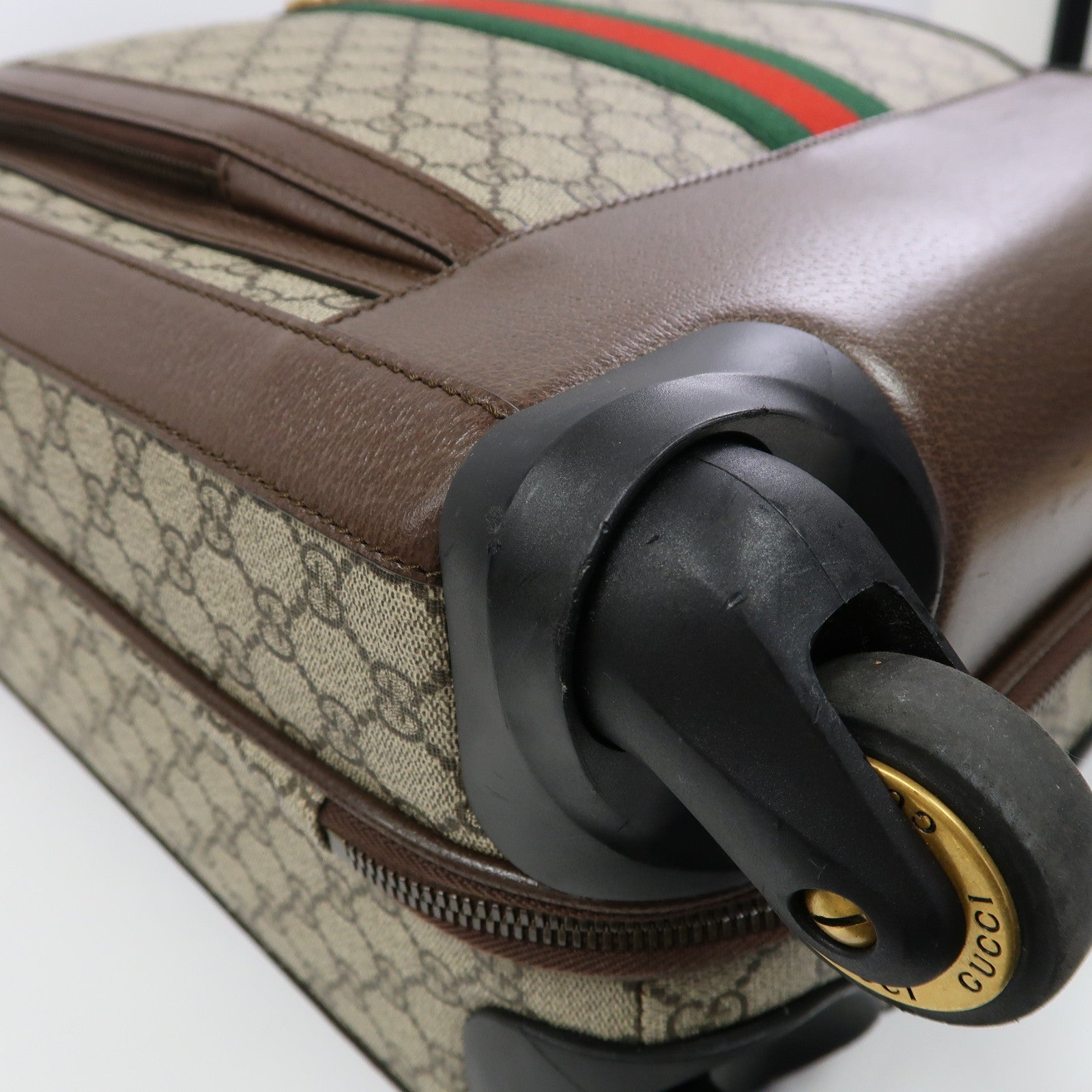 GUCCI 塗層帆布Savoy Suitcase金扣行李箱啡色