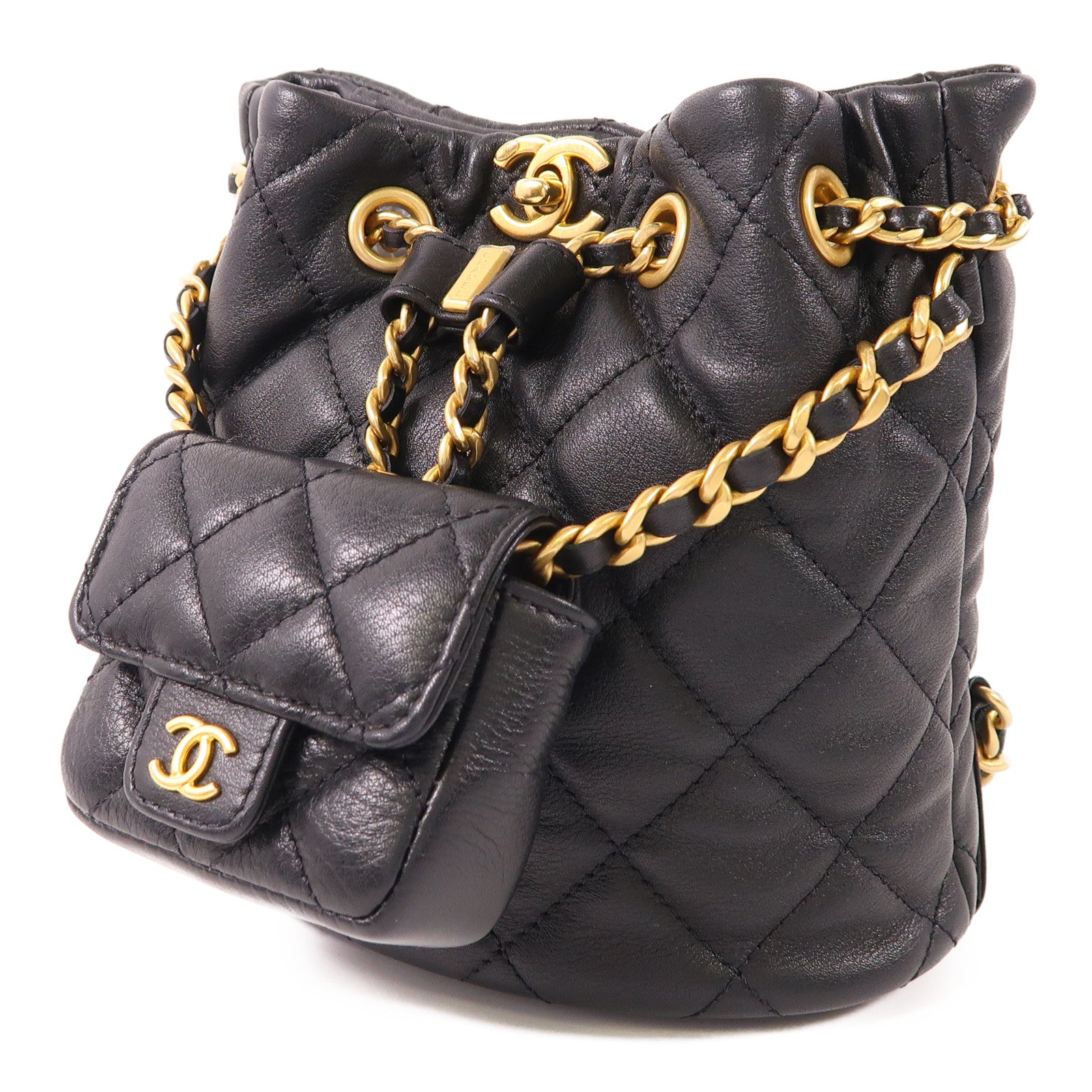 CHANEL 【激減優惠】牛皮皮革Mini Backpack金扣鏈帶背包