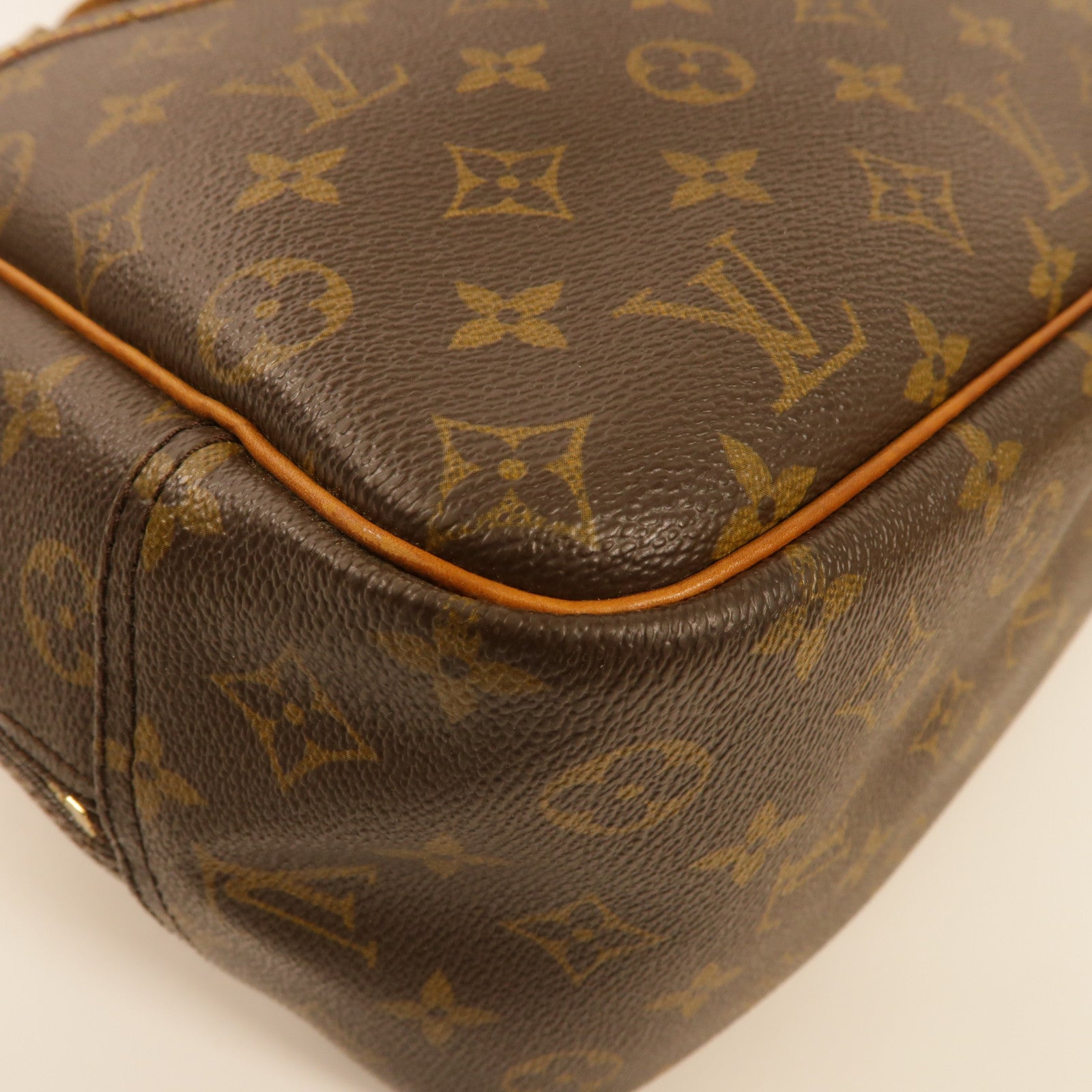 LOUIS VUITTON Monogram Deauville金扣手挽袋棕色