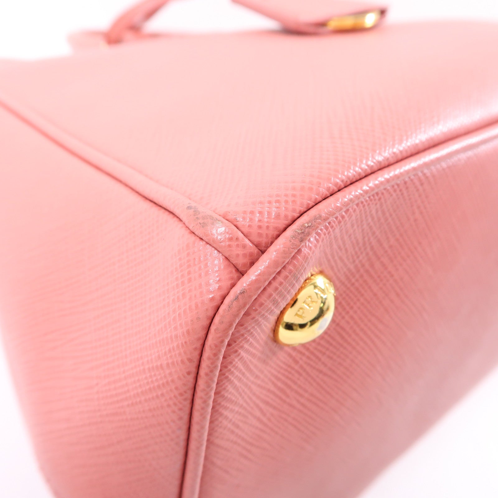 PRADA Saffiano皮革Galleria Medium金扣手挽肩背兩用袋粉紅色