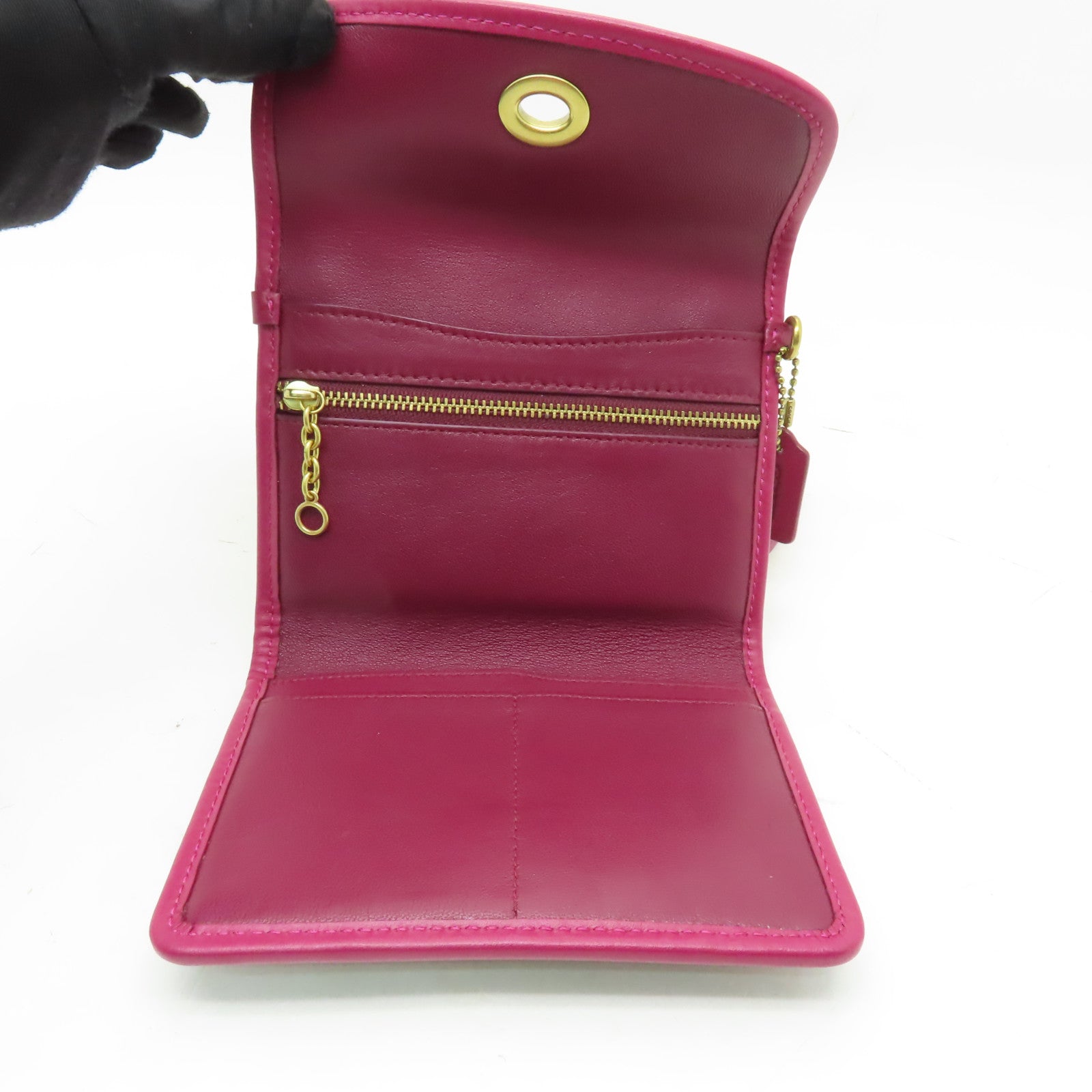 COACH 【激減優惠】塗層帆布Shoulder Bag金扣肩背袋棕色/粉紅色