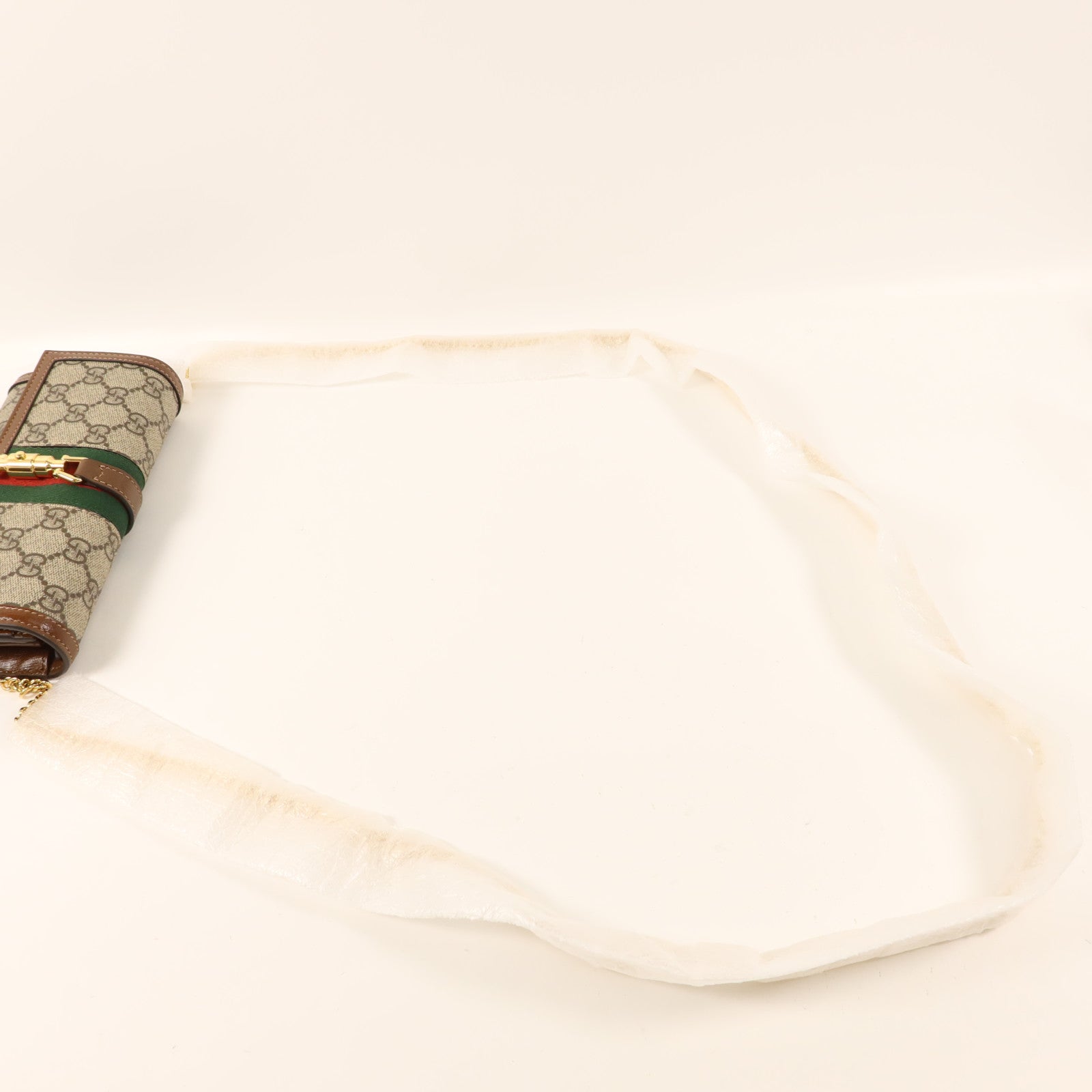 GUCCI 塗層帆布Jackie 1961 Chain Wallet金扣鏈帶肩背袋