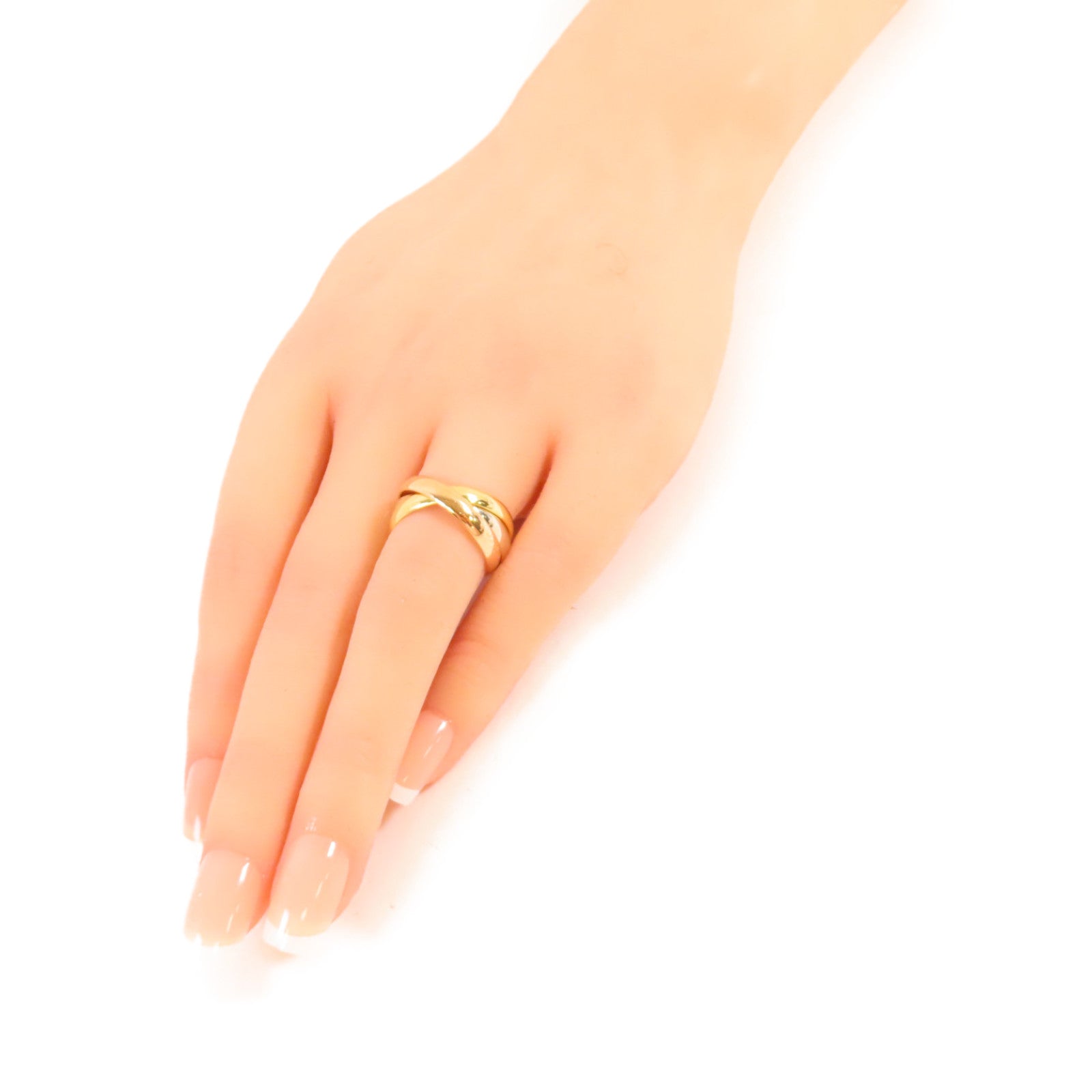 CARTIER 18K黃金/白金/玫瑰金Trinity Ring戒指US#5.25/Cartier#50