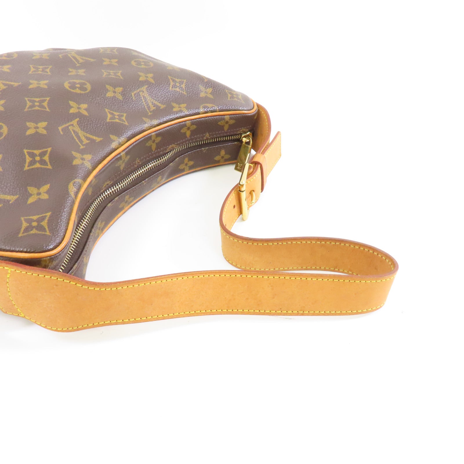 LOUIS VUITTON Monogram Croissant MM金扣肩背袋棕色