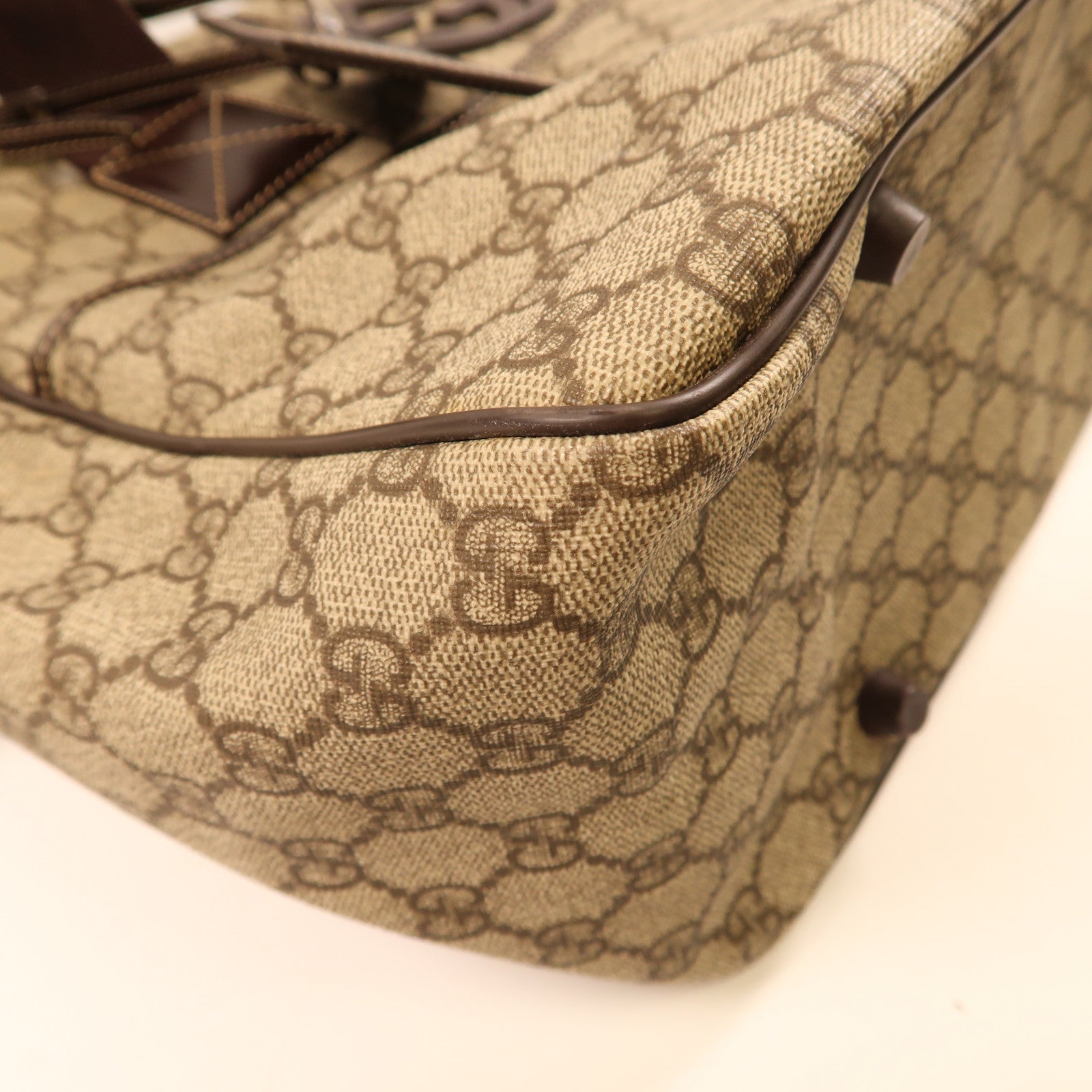 GUCCI 塗層帆布2 Way Shoulder手挽肩背兩用袋啡色