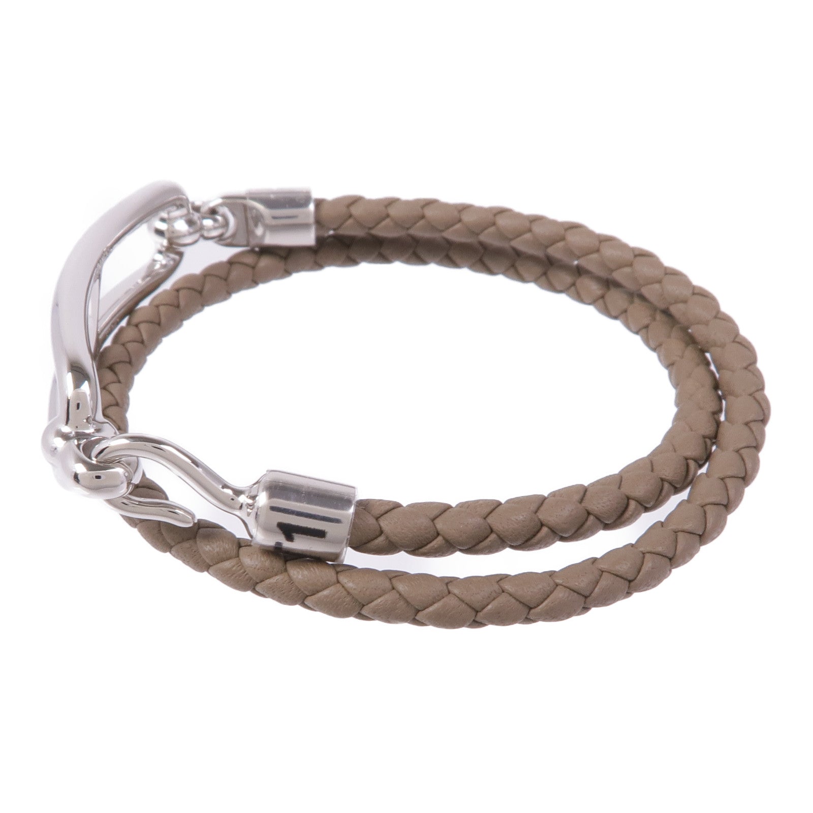 HERMES PHW Roulis Double Tour Bracelet Leather Gray