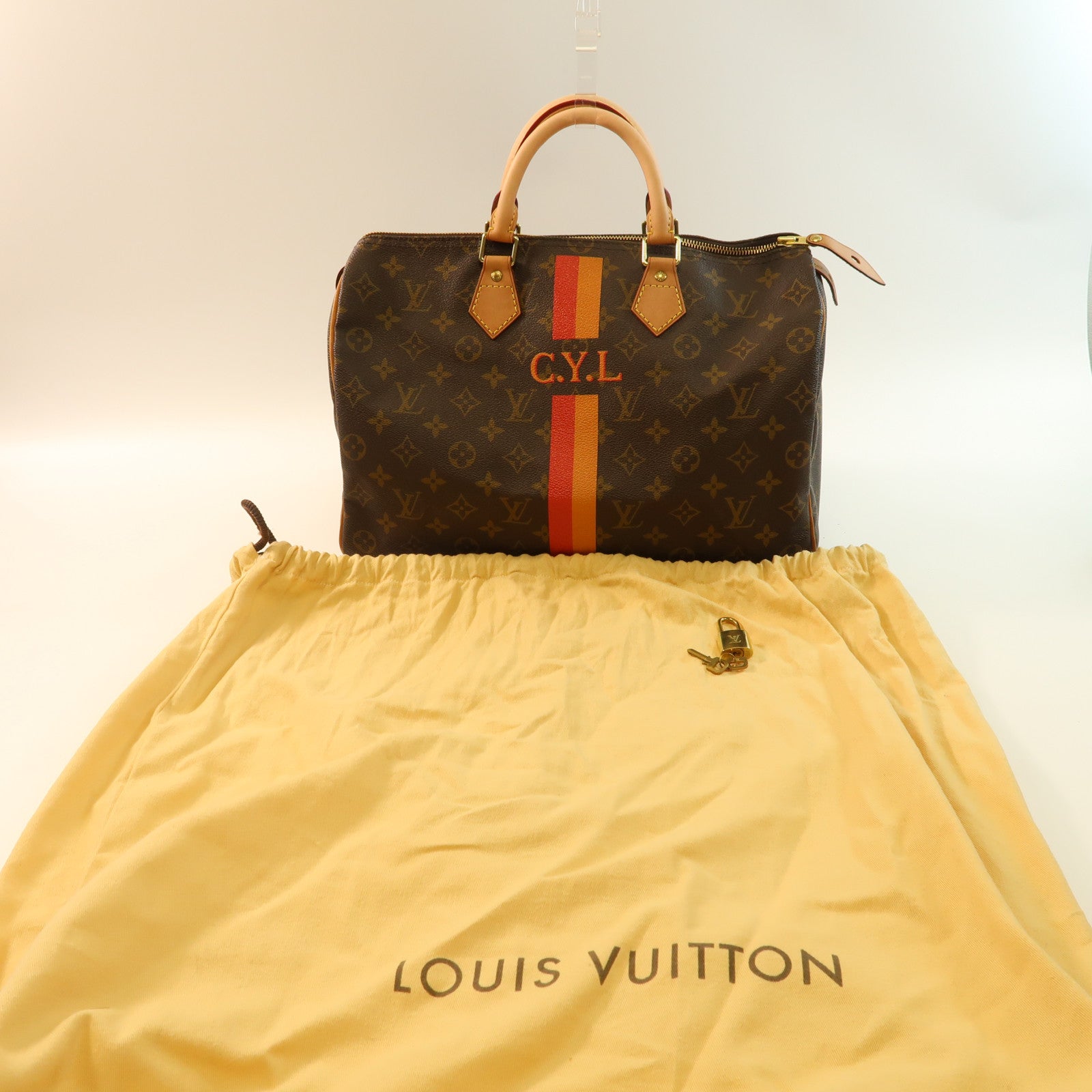 LOUIS VUITTON Monogram Speedy 35金扣手挽袋啡色