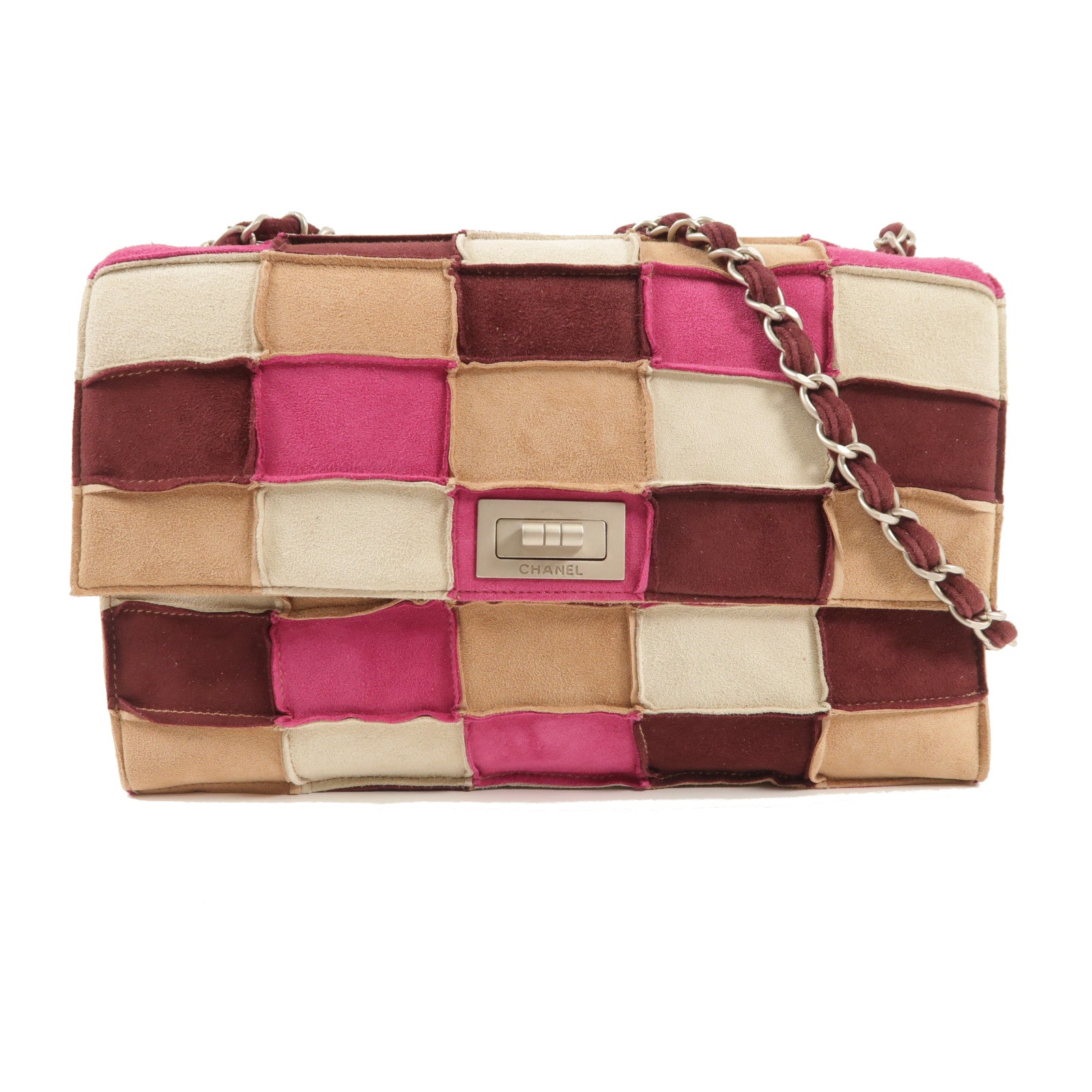 CHANEL CC SHW 2.55 Chain Shoulder Bag Suede Multicolor
