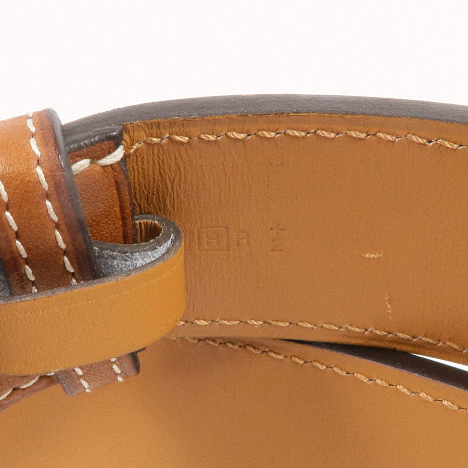 HERMES Barenia皮革Etriviere 32 Belt銀扣皮帶Gold