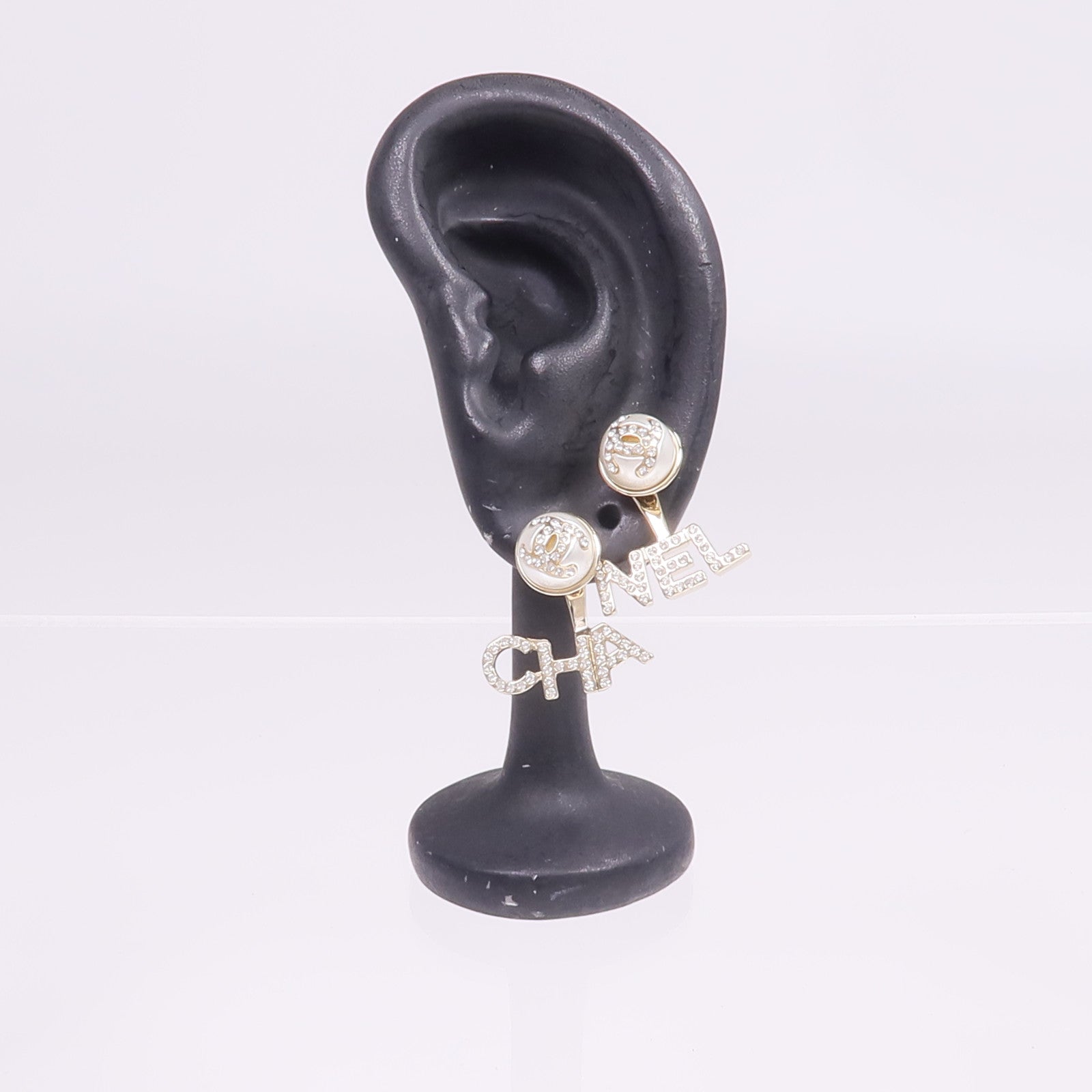 CHANEL 金屬/水晶Pierced Earring耳環