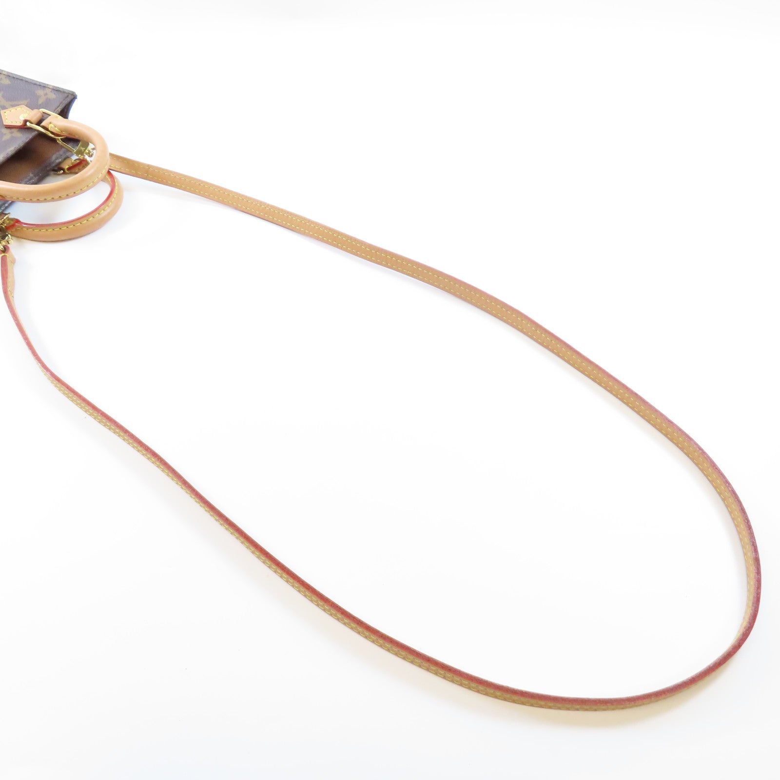 LOUIS VUITTON Monogram Petit Sac Plat金扣手挽肩背兩用袋棕色