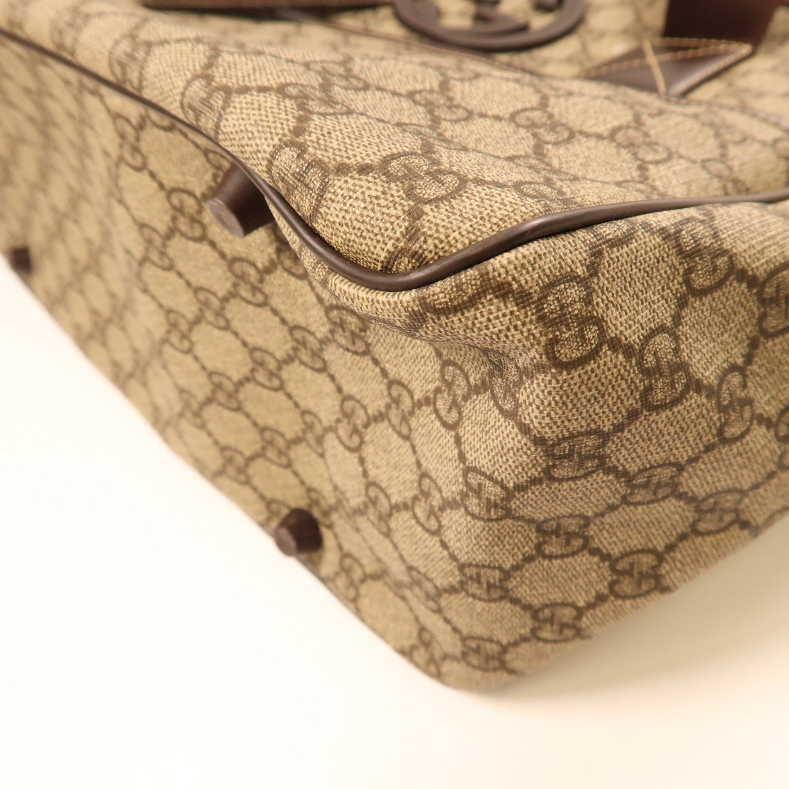 GUCCI 塗層帆布2 Way Shoulder手挽肩背兩用袋啡色