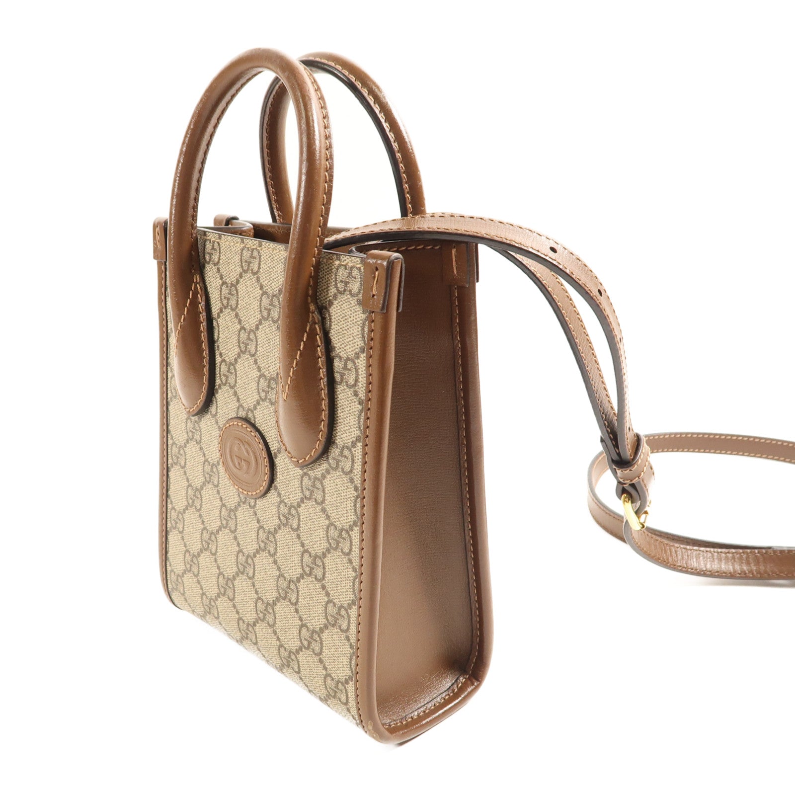 GUCCI 塗層帆布Interlocking G Mini Tote Bag金扣手挽肩背兩用袋