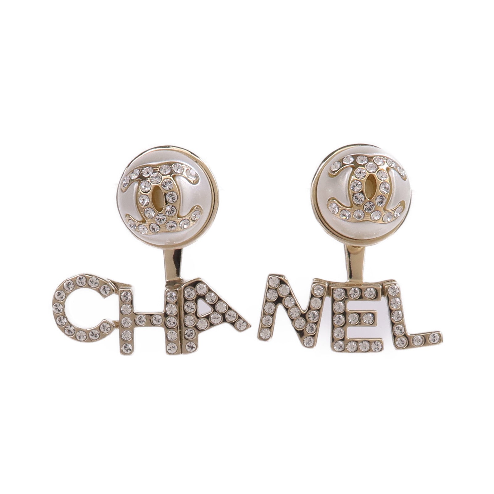 CHANEL 金屬/水晶Pierced Earring耳環