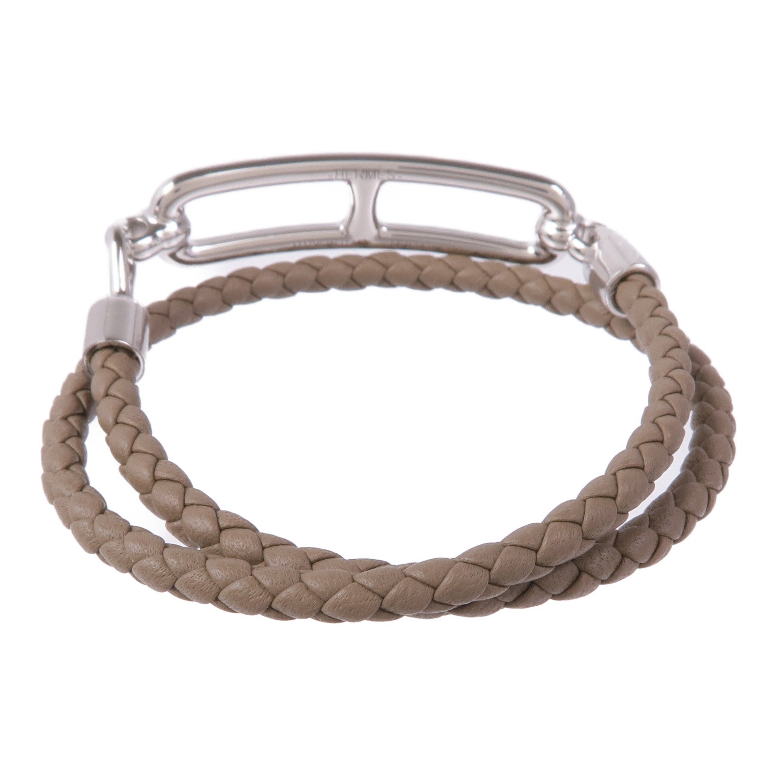 HERMES 皮革Roulis Double Tour銀扣手帶