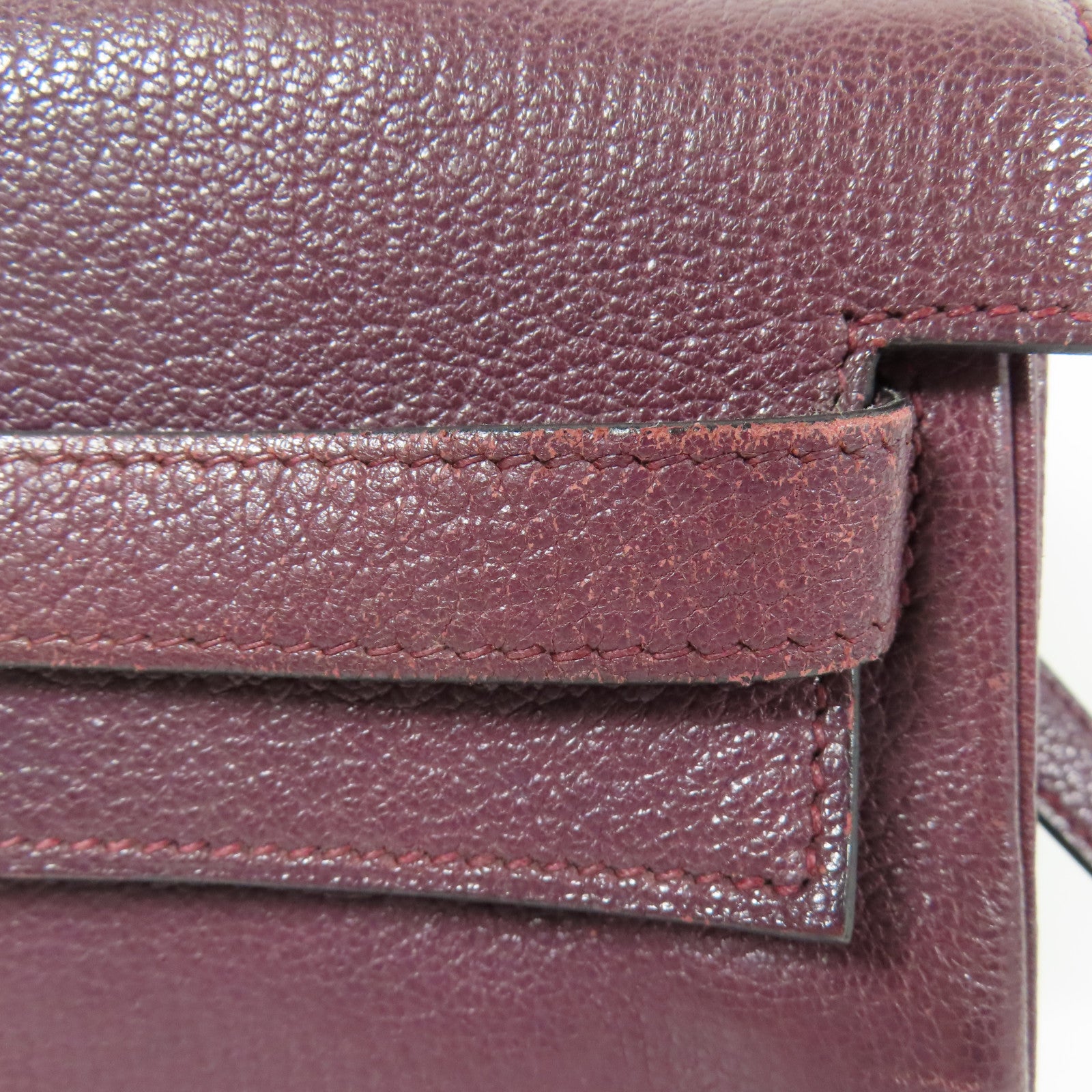 HERMES Togo皮革Kelly 35銀扣手挽肩背兩用袋Raisin