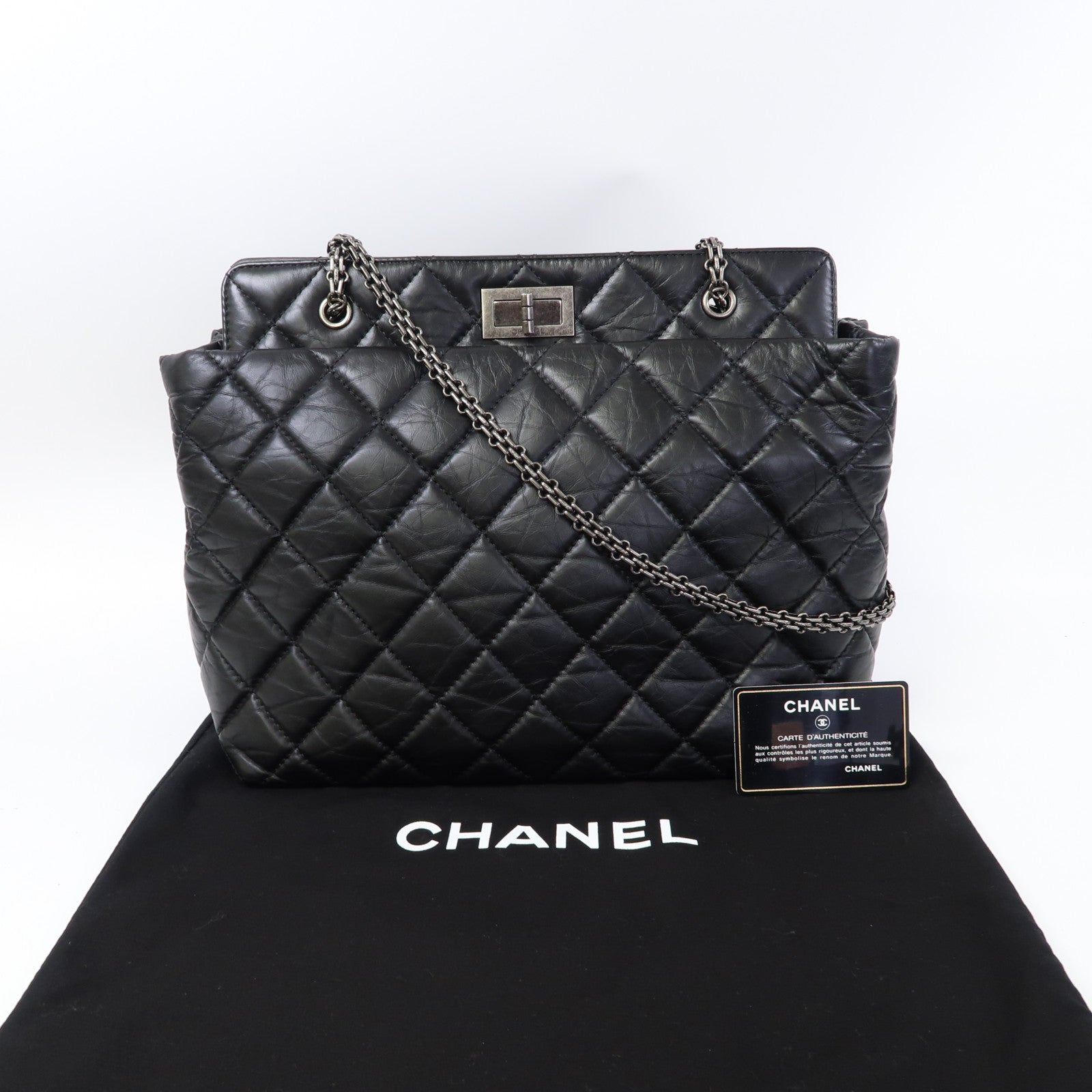 CHANEL 【激減優惠】菱格羊皮皮革Chain Shoulder銀扣鏈帶肩背袋黑色