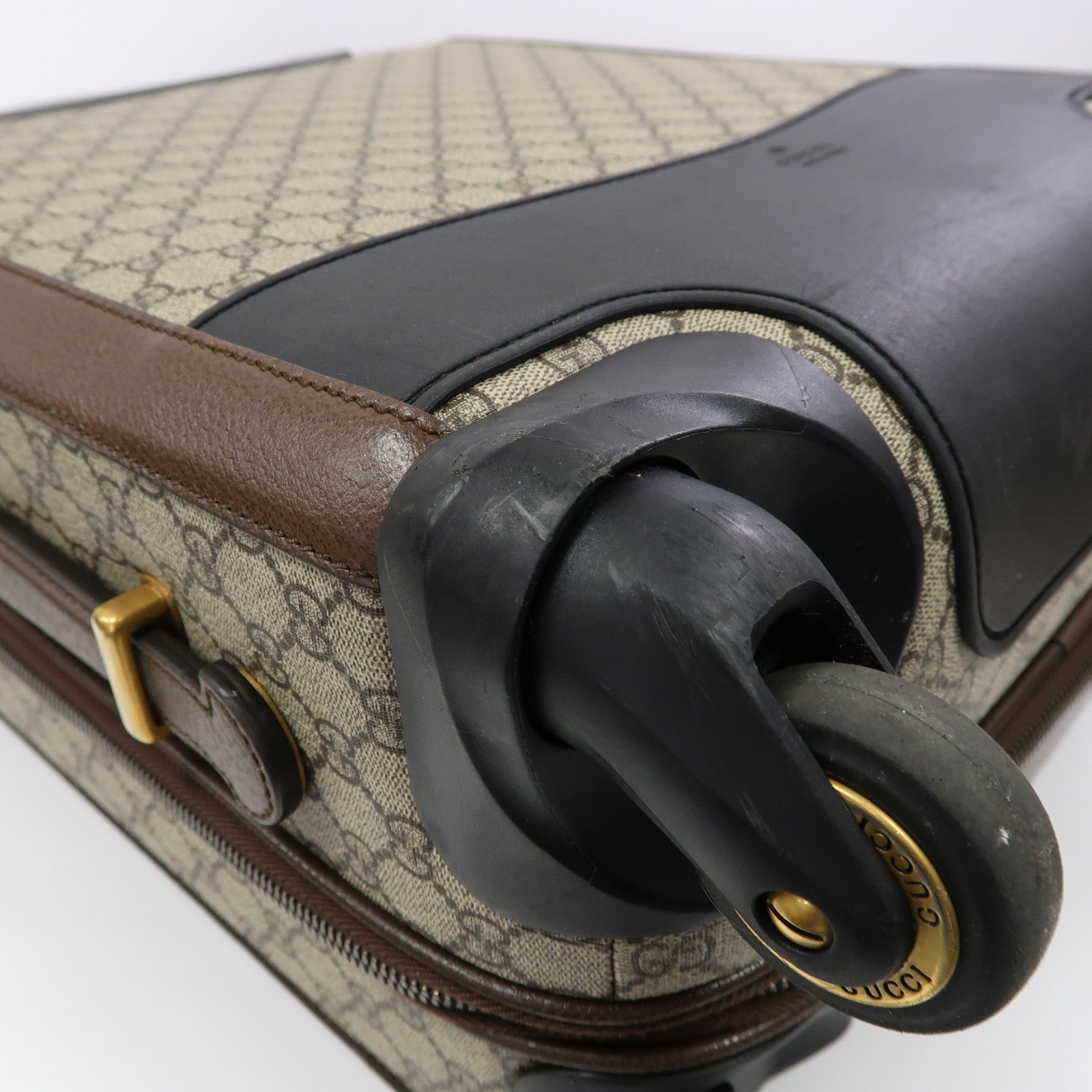 GUCCI 塗層帆布Savoy Suitcase金扣行李箱啡色