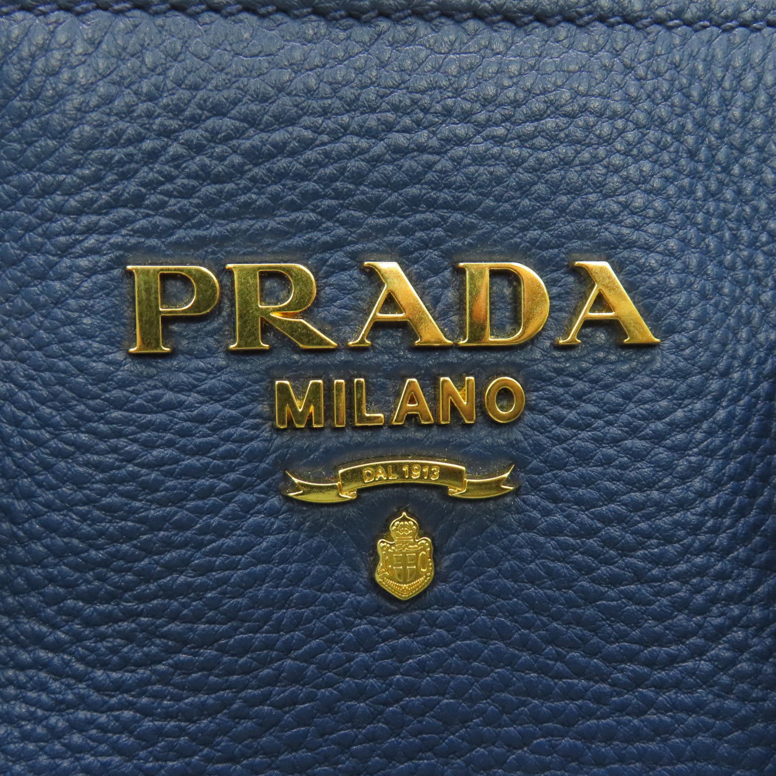 PRADA 【激減優惠】牛皮皮革2Way Shoulder Bag金扣手挽肩背兩用袋藍色