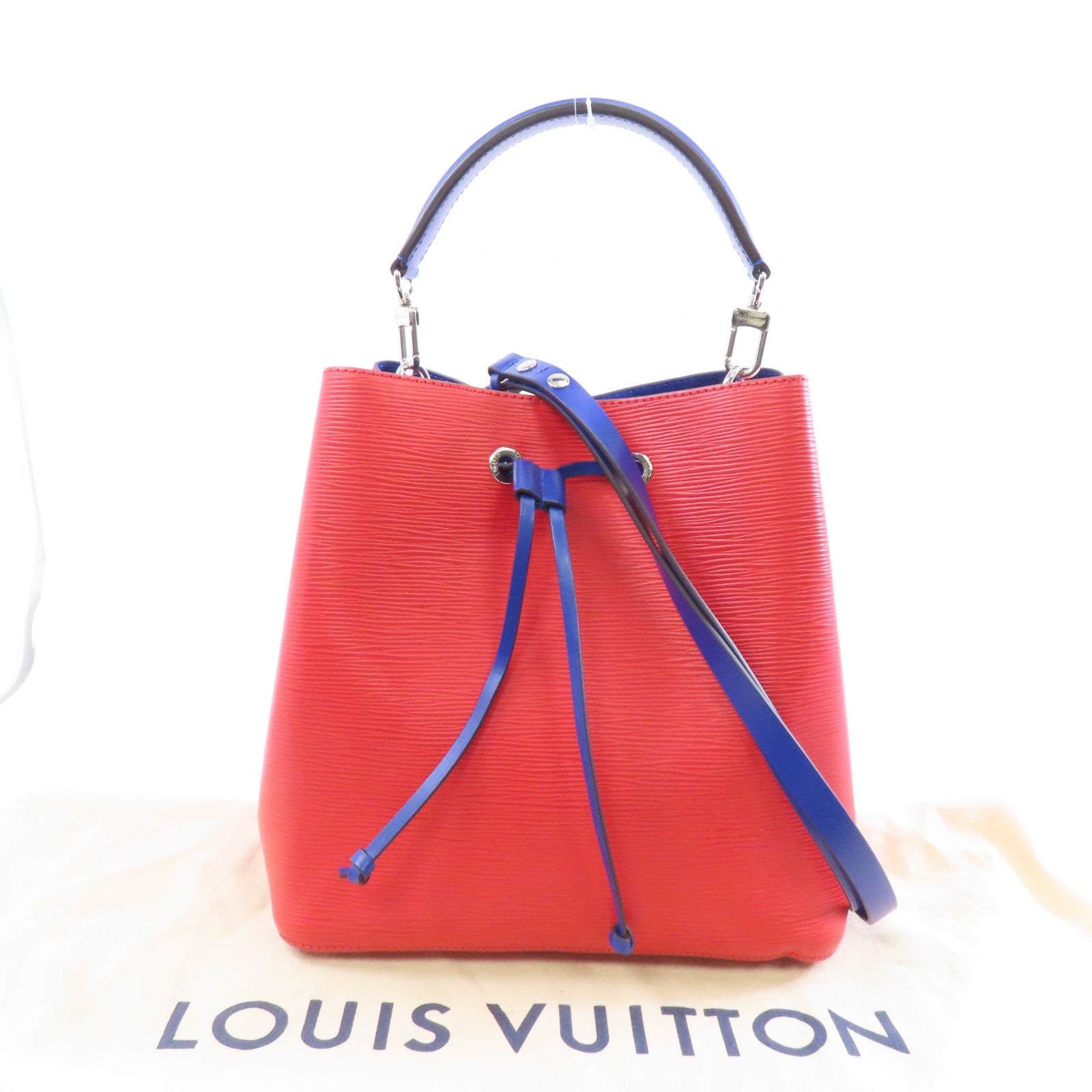 LOUIS VUITTON Epi Neo Noe銀扣手挽肩背兩用袋紅色/藍色