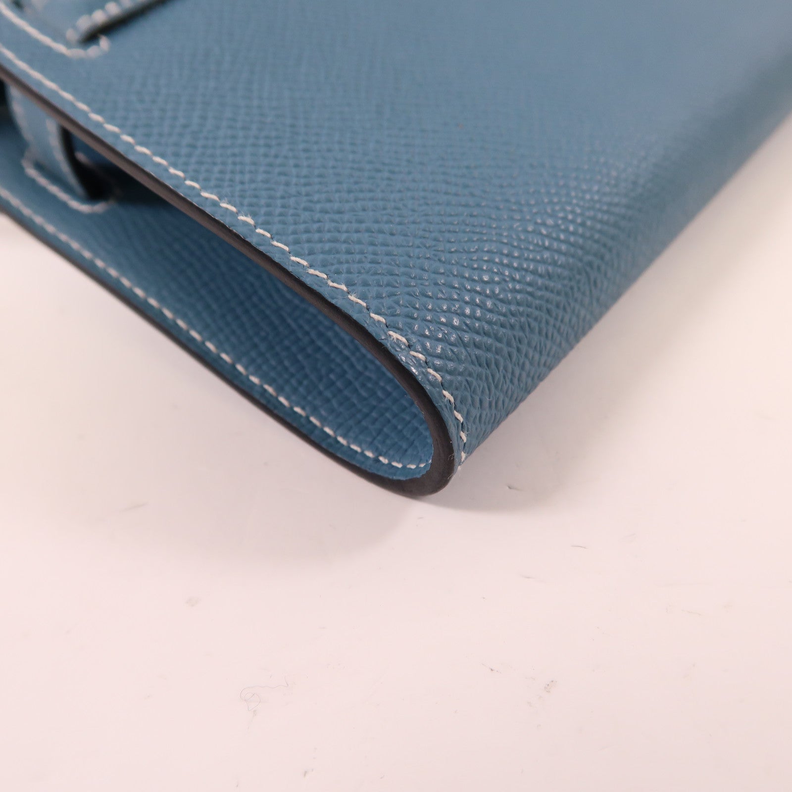 HERMES Epsom皮革Kelly To Go金扣肩背袋75 Bleu Jean/牛仔藍