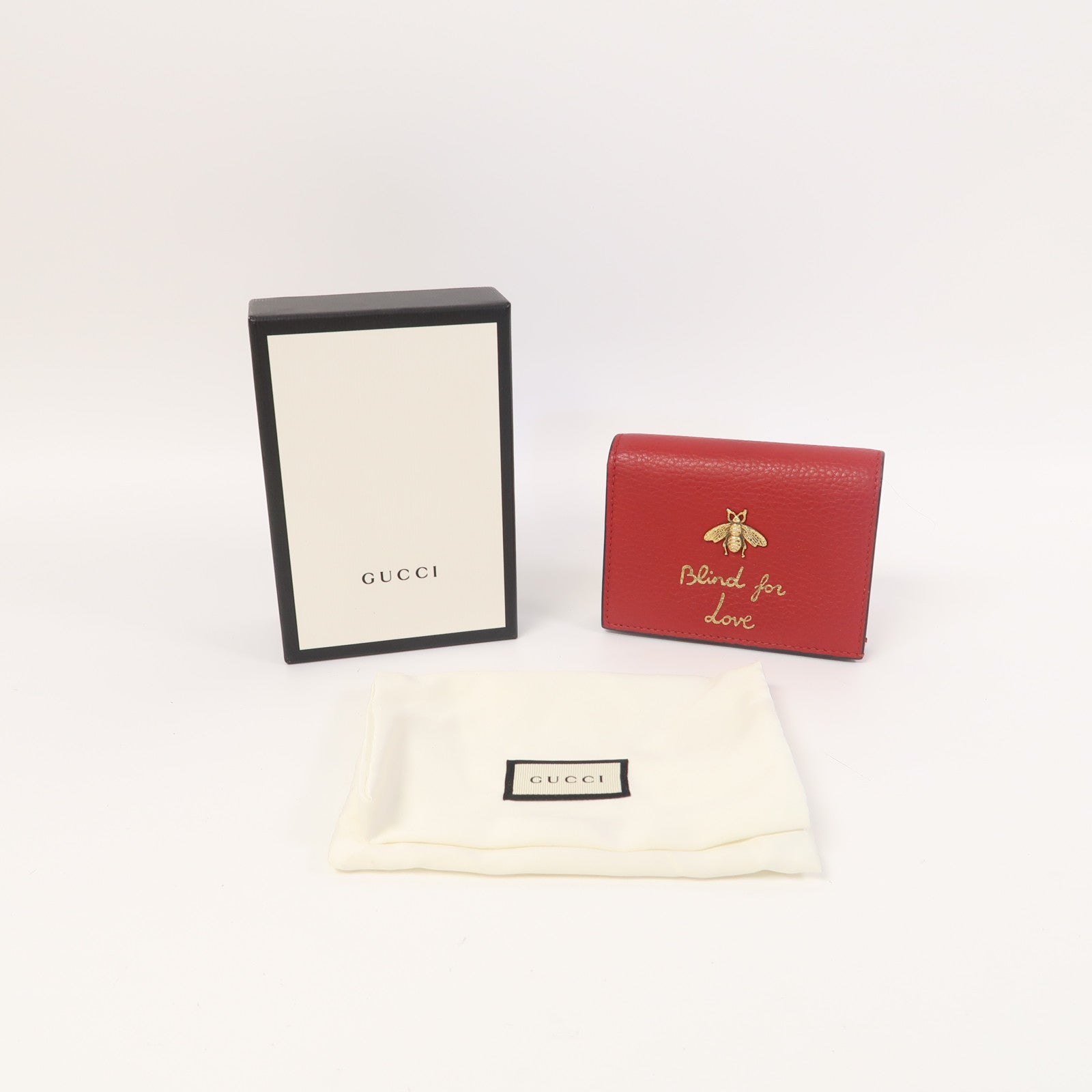 GUCCI 【激減優惠】牛皮皮革Wallet金扣錢包紅色