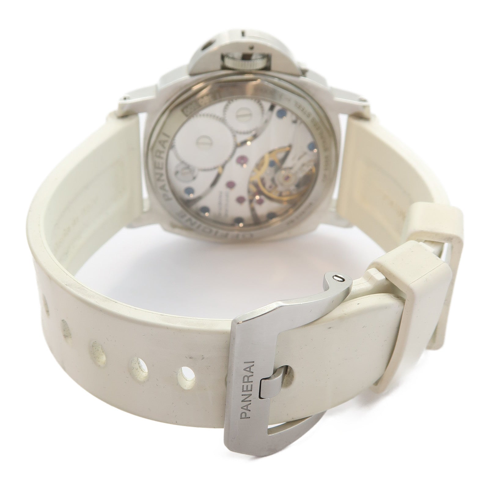 PANERAI Luminor不鏽鋼/橡膠帶手錶手動機芯白色