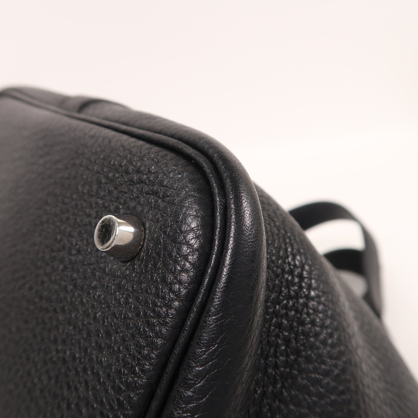 HERMES Clemence皮革Picotin MM銀扣手挽袋Noir