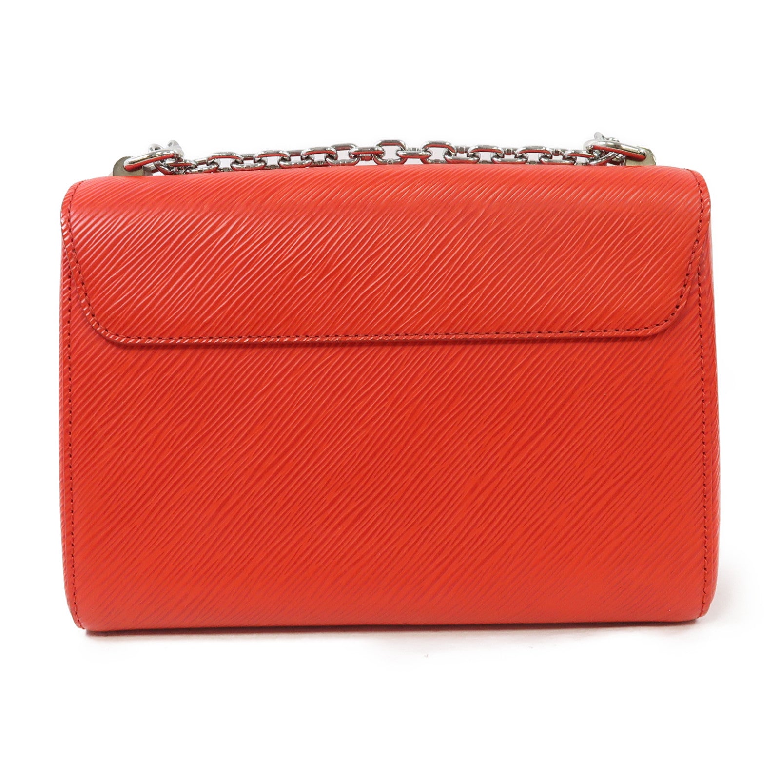 LOUIS VUITTON Epi皮革Twist MM銀扣鏈帶肩背袋紅色