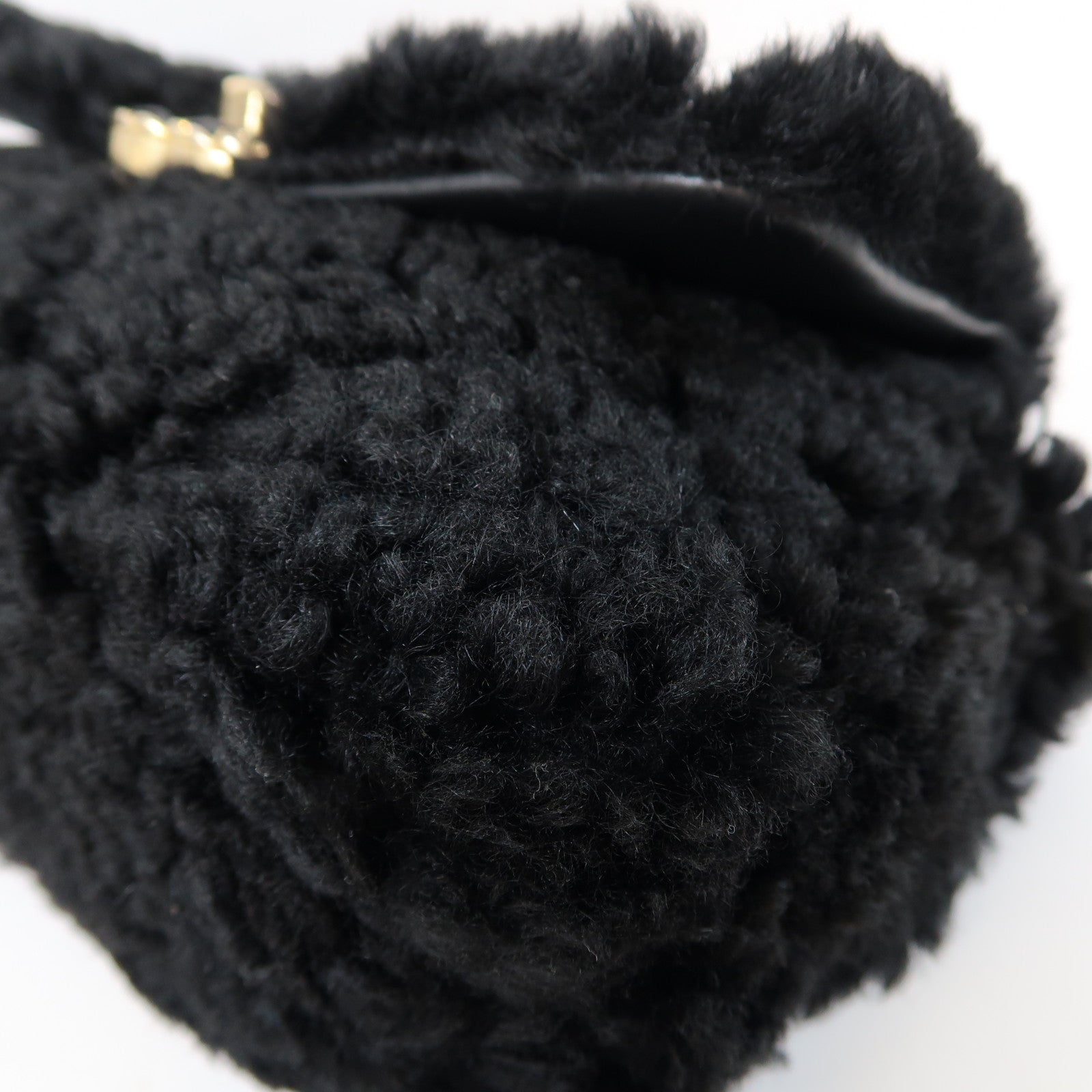 CHANEL 【激減優惠】毛茸2 Way Chain Shoulder Bag金扣鏈帶肩背袋黑色