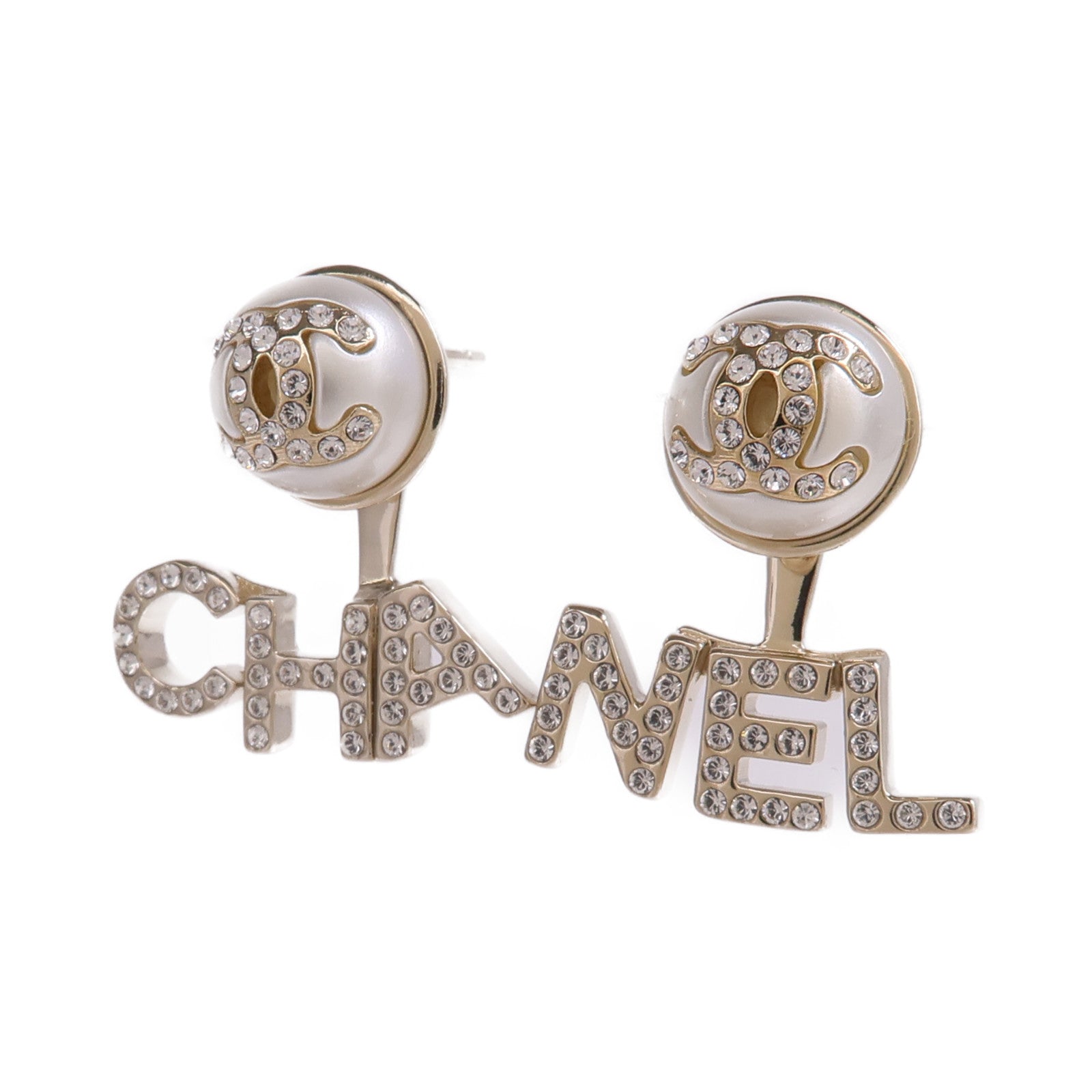 CHANEL 金屬/水晶Pierced Earring耳環