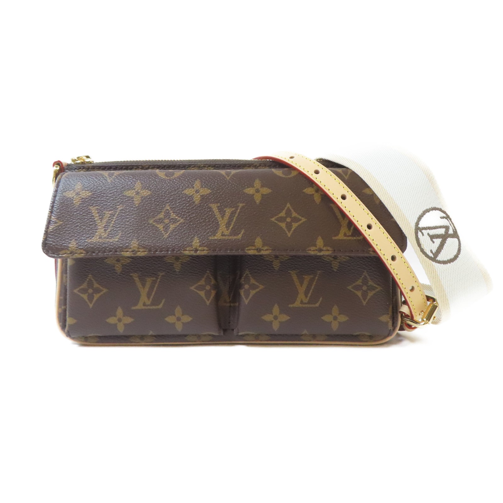LOUIS VUITTON Monogram Vivacite金扣手挽肩背兩用袋啡色