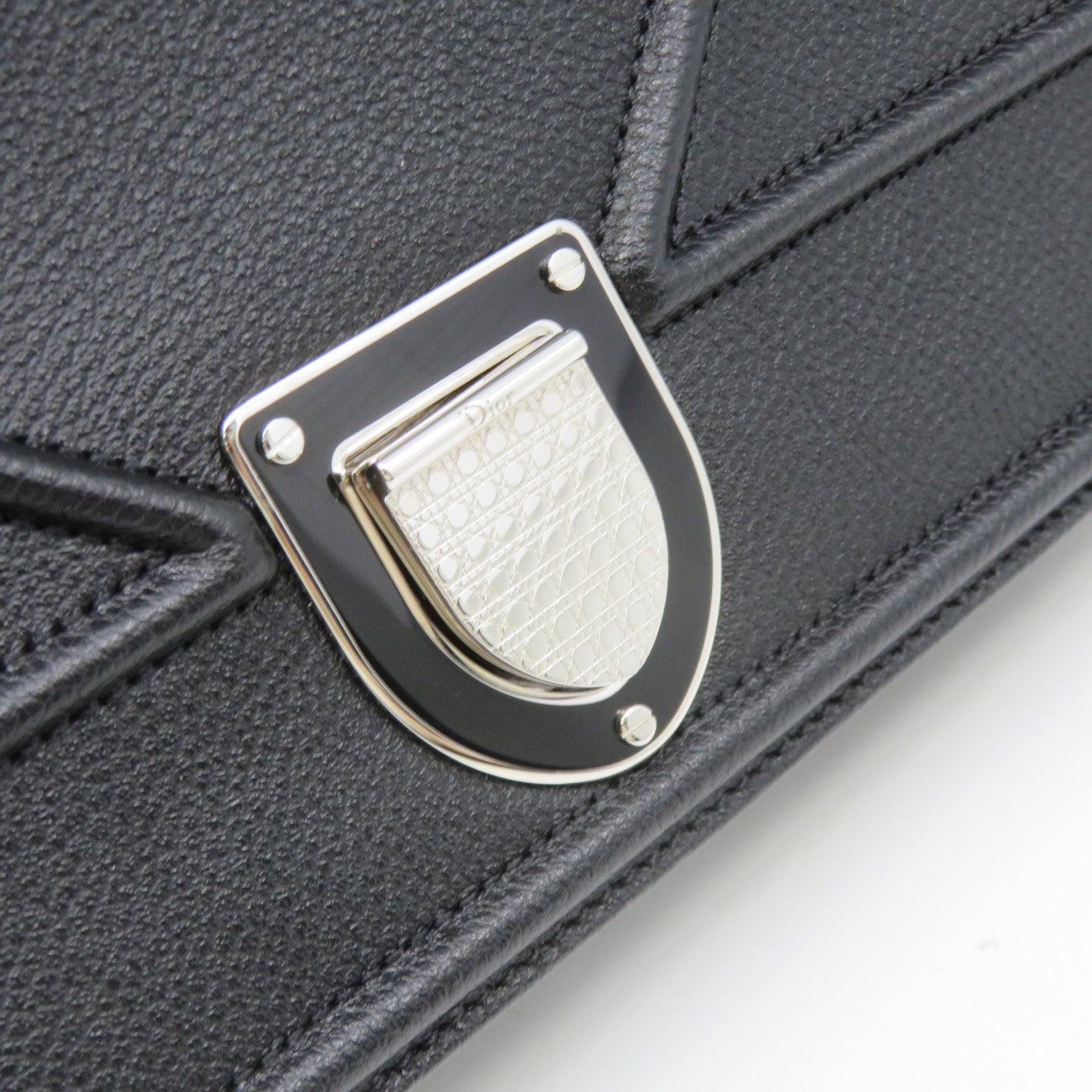 Dior 牛皮皮革Diorama Shoulder Bag银扣链带肩背袋黑色