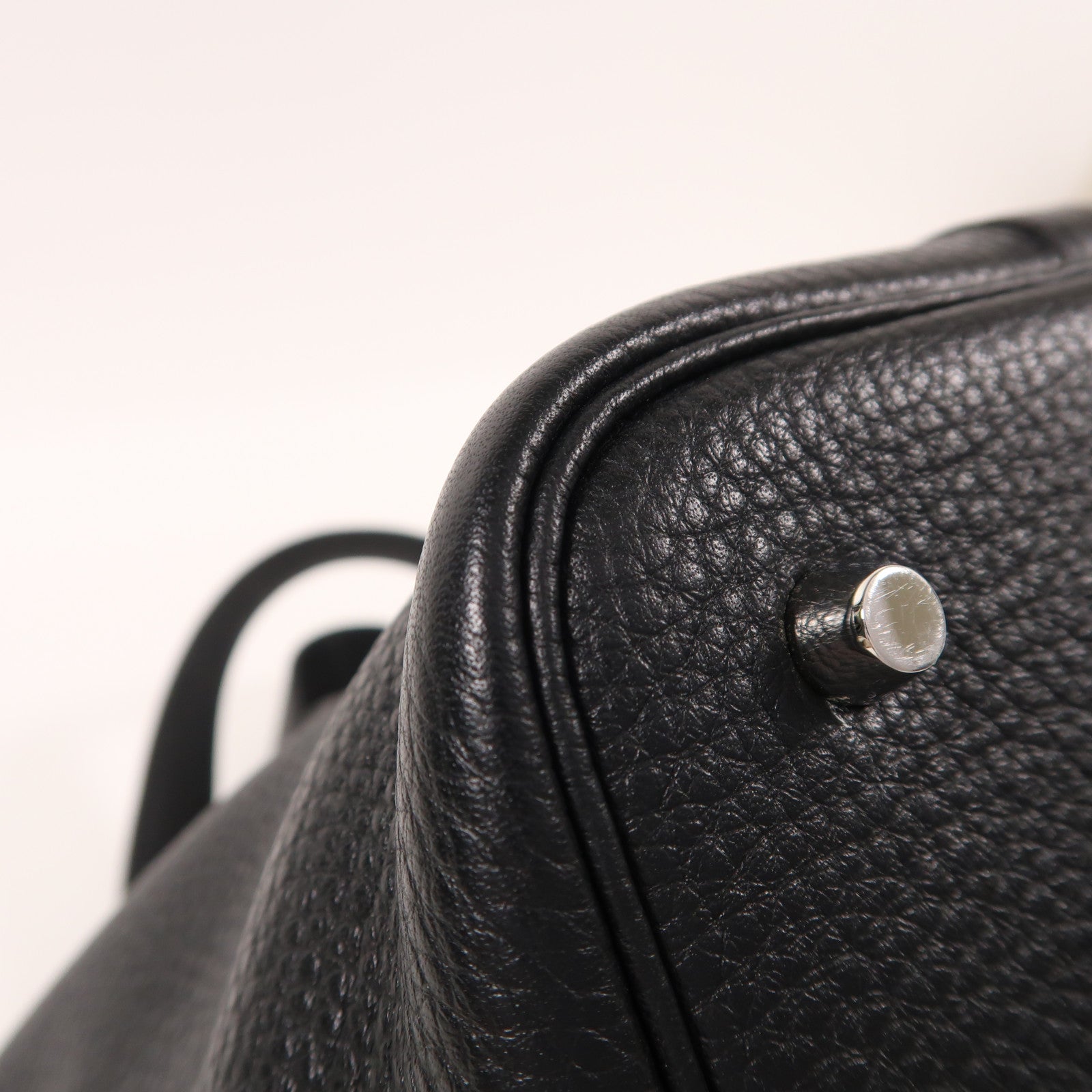 HERMES Clemence皮革Picotin MM銀扣手挽袋Noir