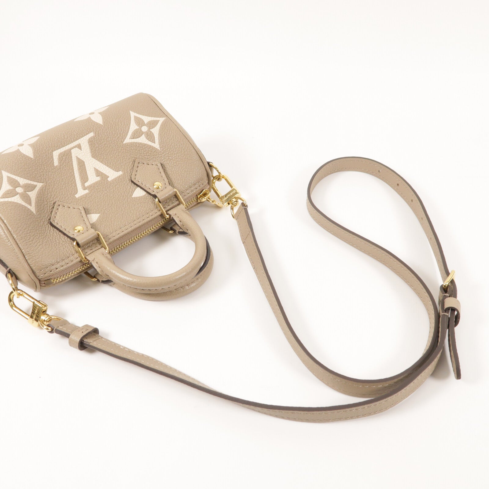 LOUIS VUITTON Monogram Empreinte Nano Speedy金扣手挽肩背兩用袋