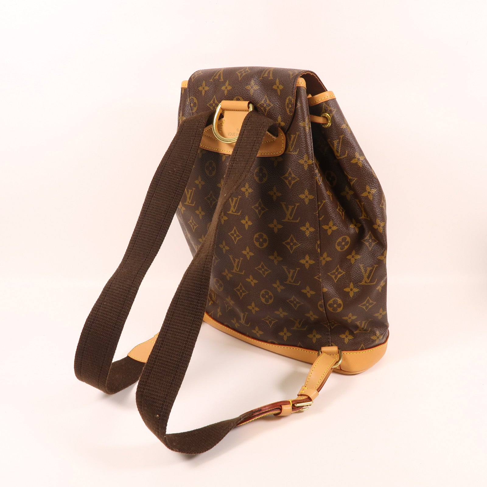 LOUIS VUITTON Monogram Montsouris GM金扣背包啡色