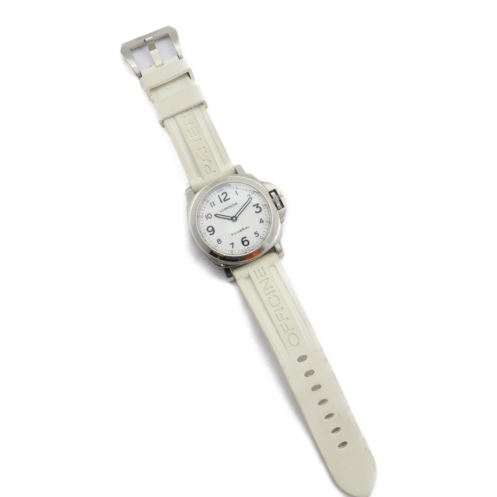 PANERAI Luminor不鏽鋼/橡膠帶手錶手動機芯白色