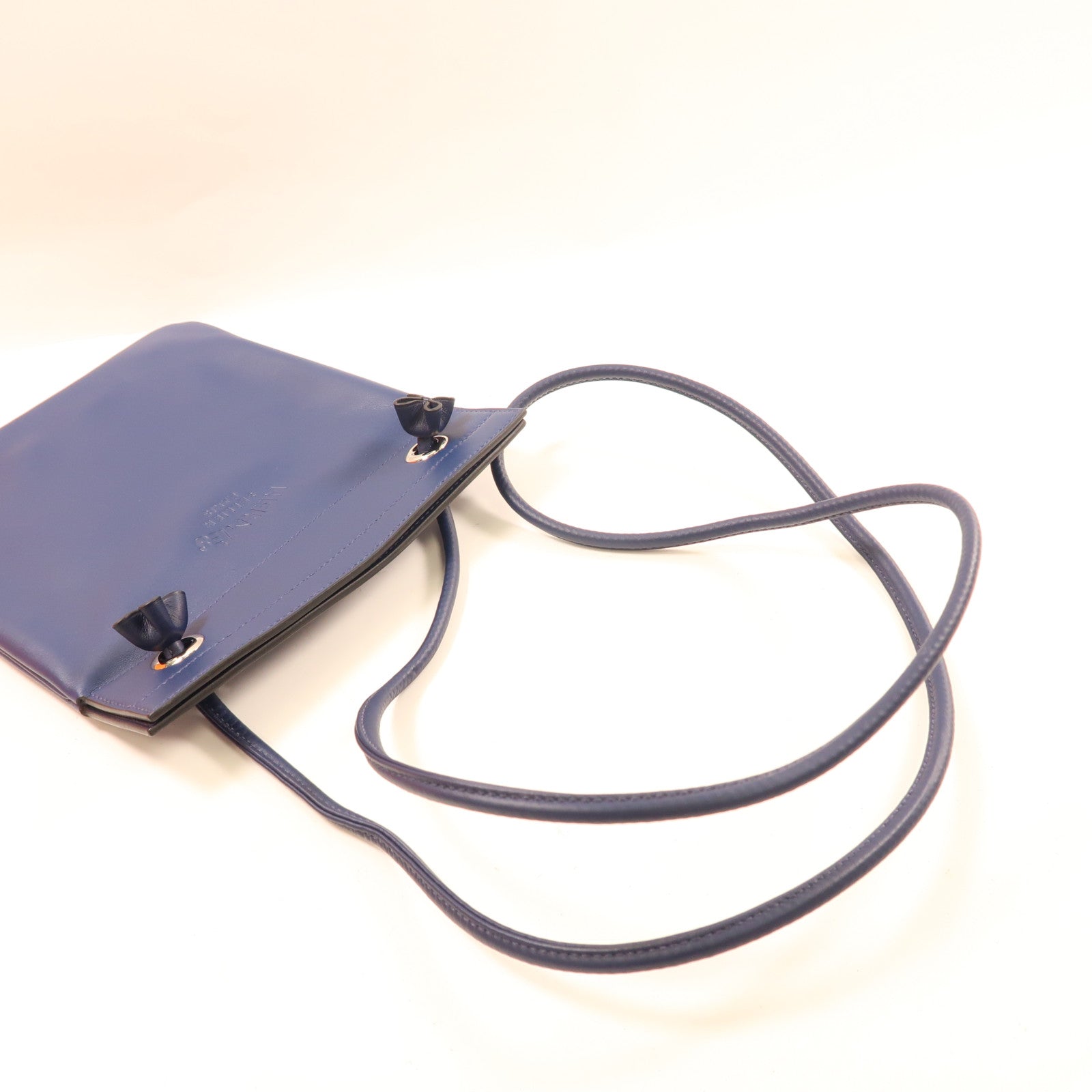 HERMES Swift皮革Aline Mini銀扣肩背袋深邃藍色