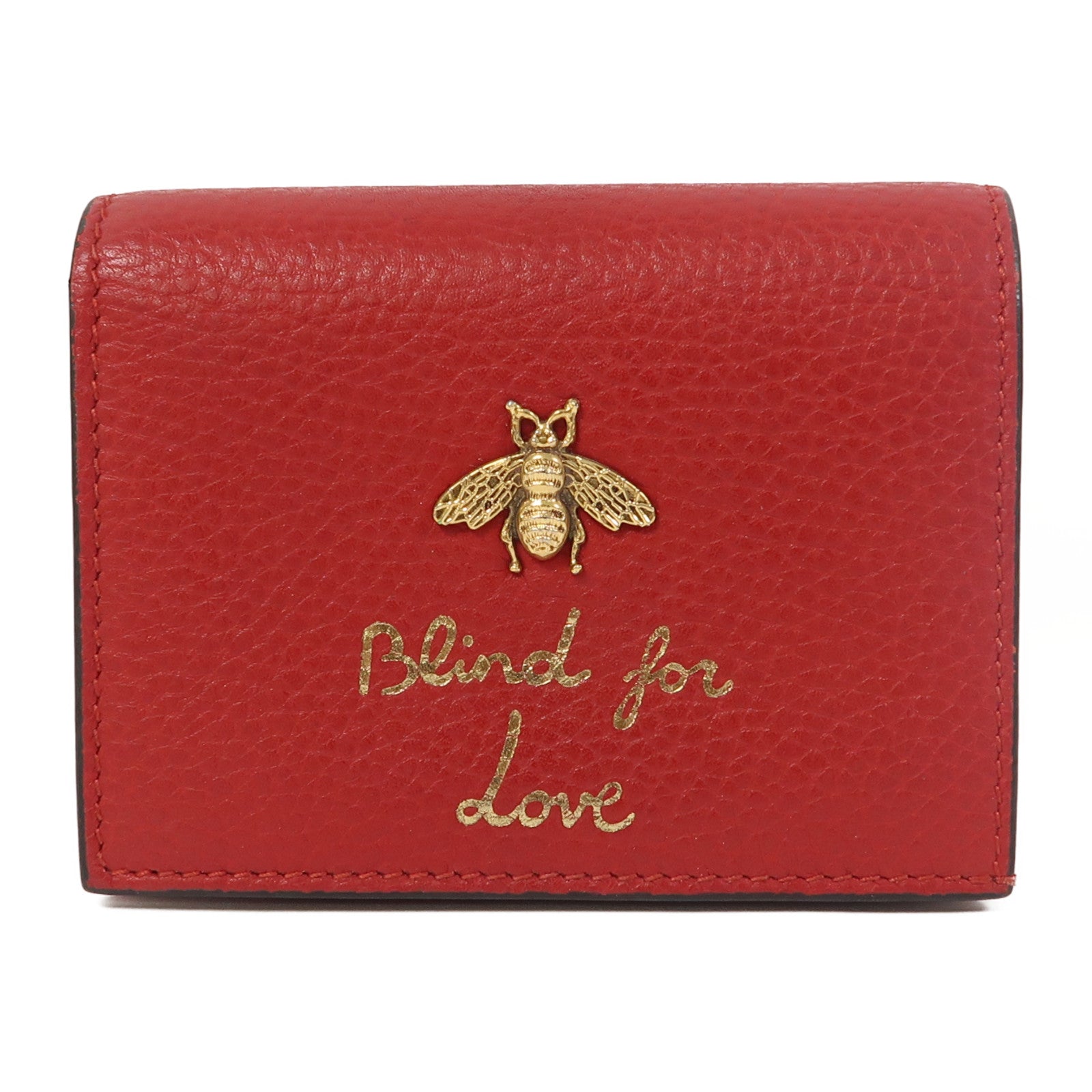 GUCCI 【激減優惠】牛皮皮革Wallet金扣錢包紅色