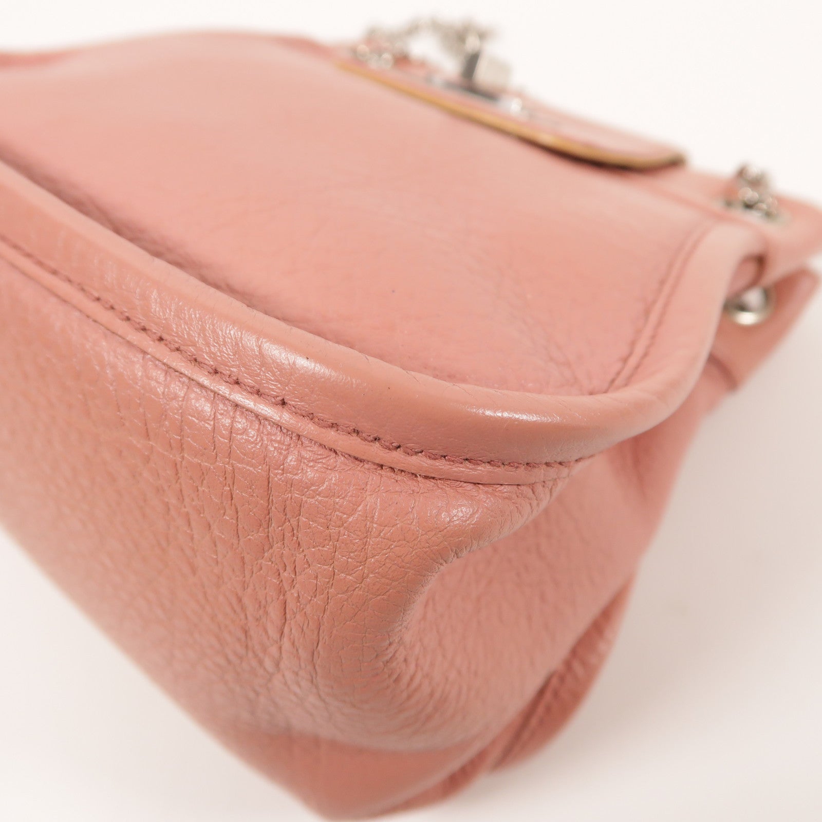 CHANEL CC SHW 2.55 Chain Shoulder Bag Calfskin Leather Pink