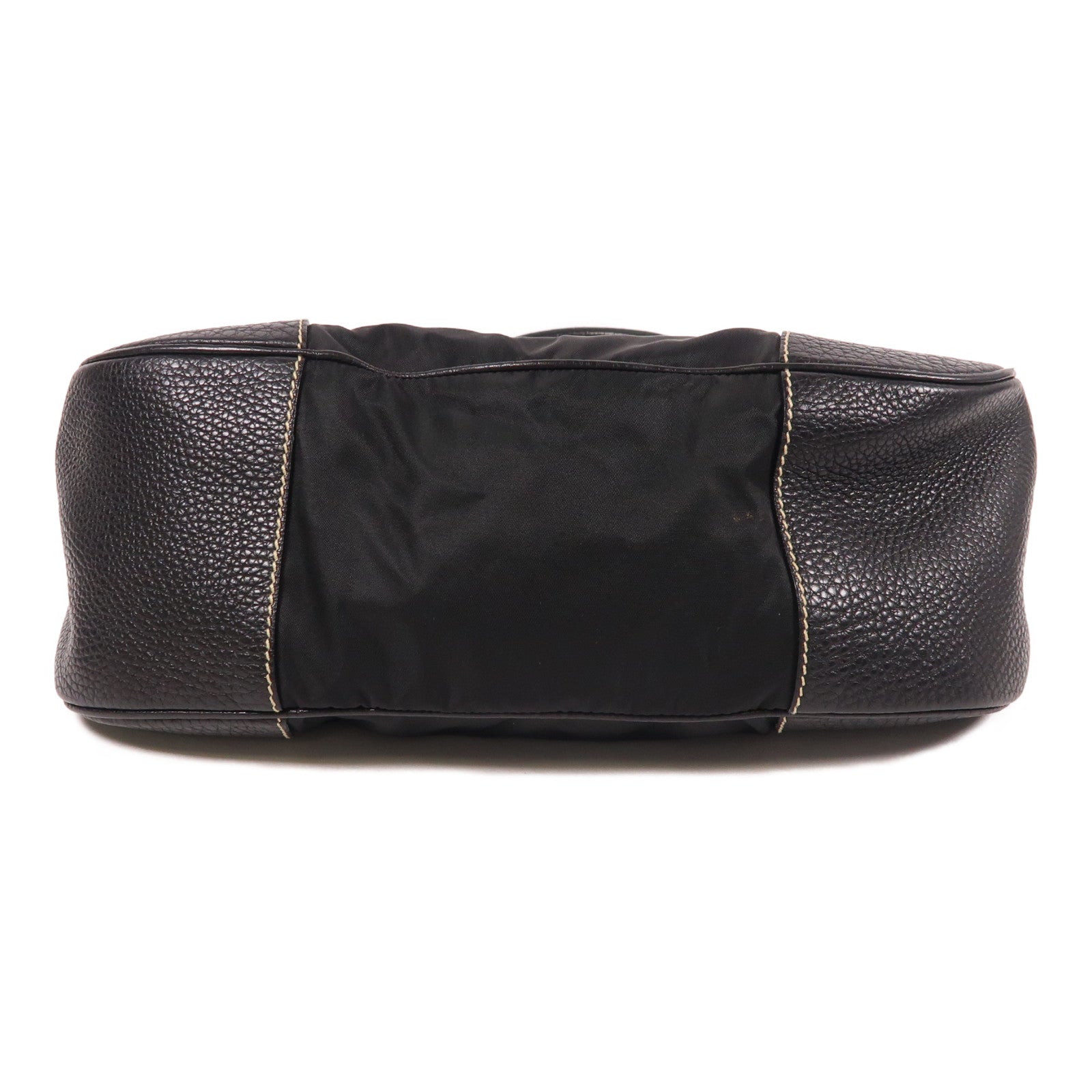 PRADA 尼龍/牛皮皮革Shoulder Bag銀扣肩背袋